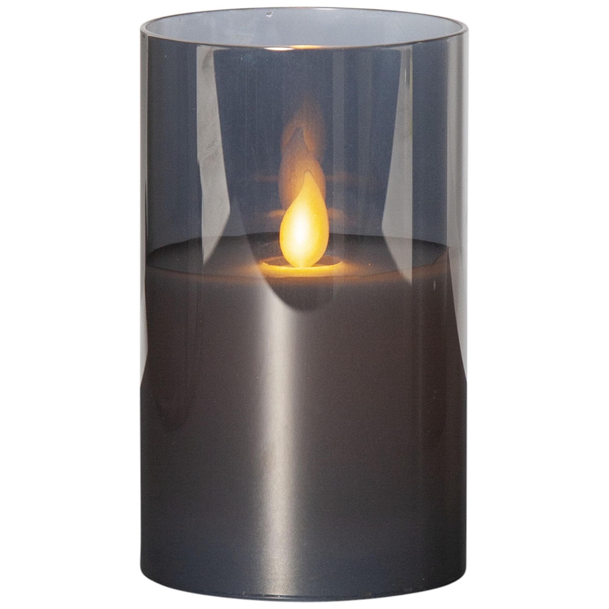 Startrading Grau Led Kerze Im Glas - Windlicht - Echtwachs - Flackernde Gelbe Flamme - Timer - H: 12,5Cm - Bild 4