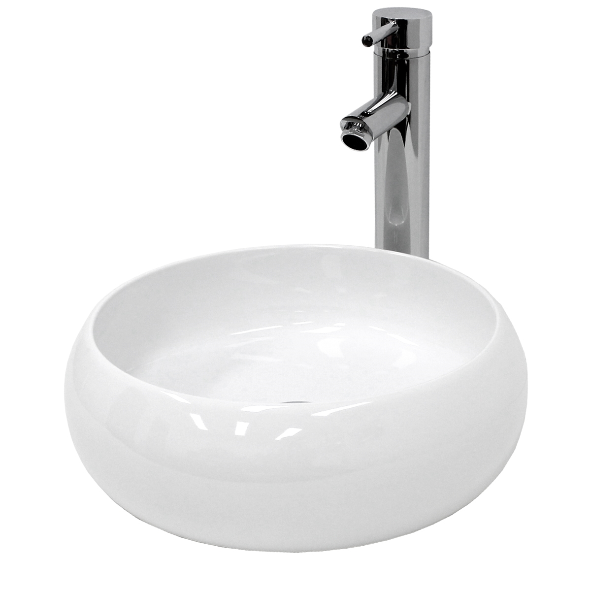 Luxebath - Ecd Germany Waschbecken Waschtisch Ø 400 X 150 Mm Keramik Rund Weiß Inkl. Ablaufgarnitur Für Waschbecken Ohne Überlauf Aufsatzbecken