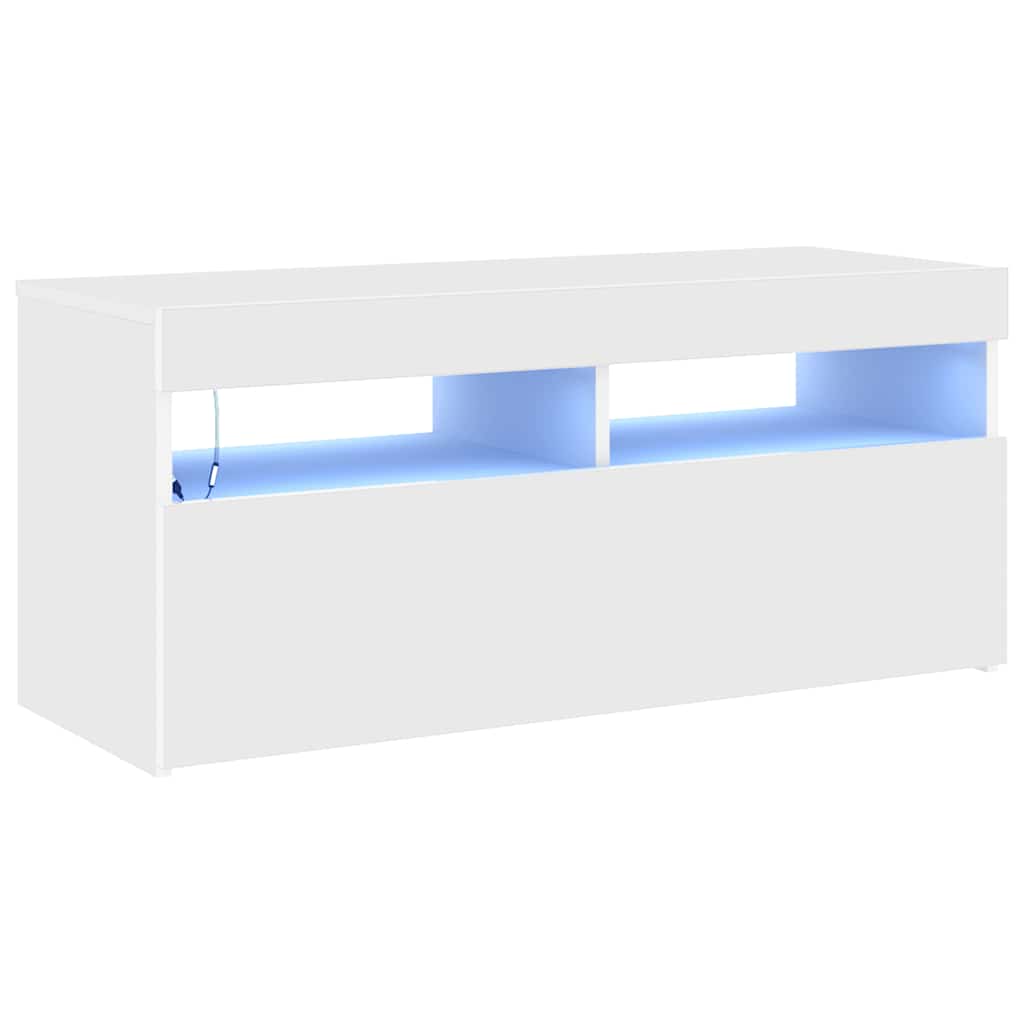 Vidaxl Weiß Tv-Schrank Mit Led-Leuchten 90X35x40 Cm