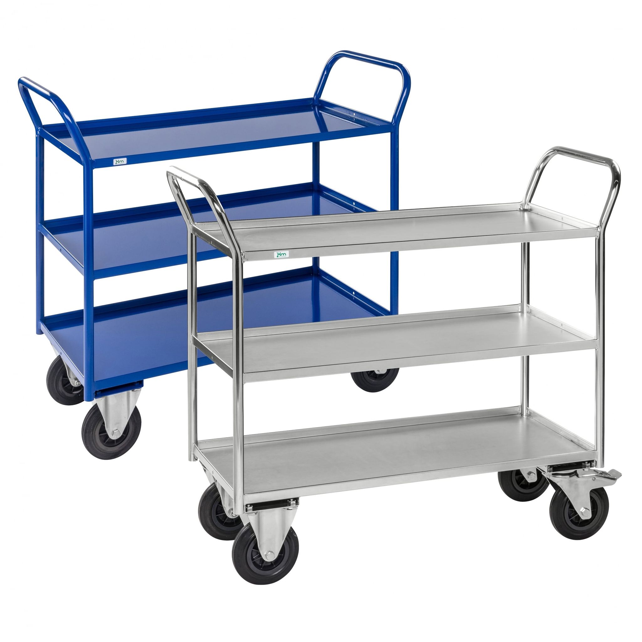 Kongamek Etagenwagen voll verschweisst in weiß mit 3 Böden 940x440mm Ladefläche und 24mm Rand ohne Bremse - Image 2