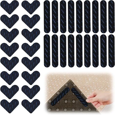 Tapis antidérapant réutilisable, 36 pièces, 20 bandes et 16 cœurs, pour carrelage et bois