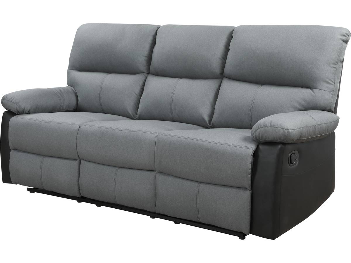 Habitat Et Jardin - Canapé Relax 'lincoln' - 3 Places - Noir / Gris Foncé