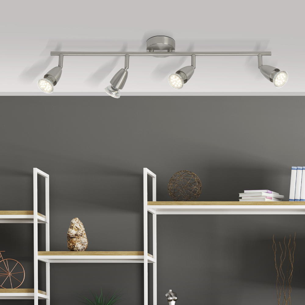 Lampe Amalfi Led Spotrohr 4flg Eisen 4x Led-par51, Gu10, 3w Led-reflektorlampen Inklusive, (250lm, 3000k) Köpfe Schwenkbar - Brilliant