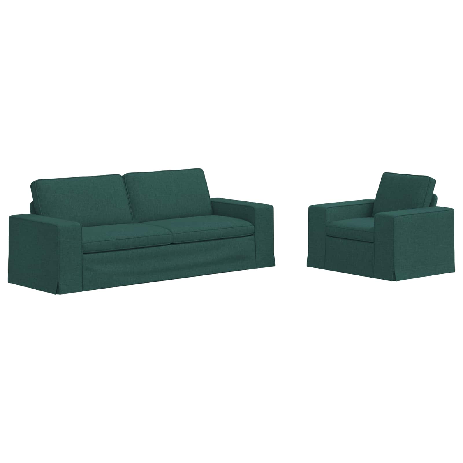 Sofa Set 2 Pcs Dark Green 222 X 80 X 82 Cm Fabric Vidaxl