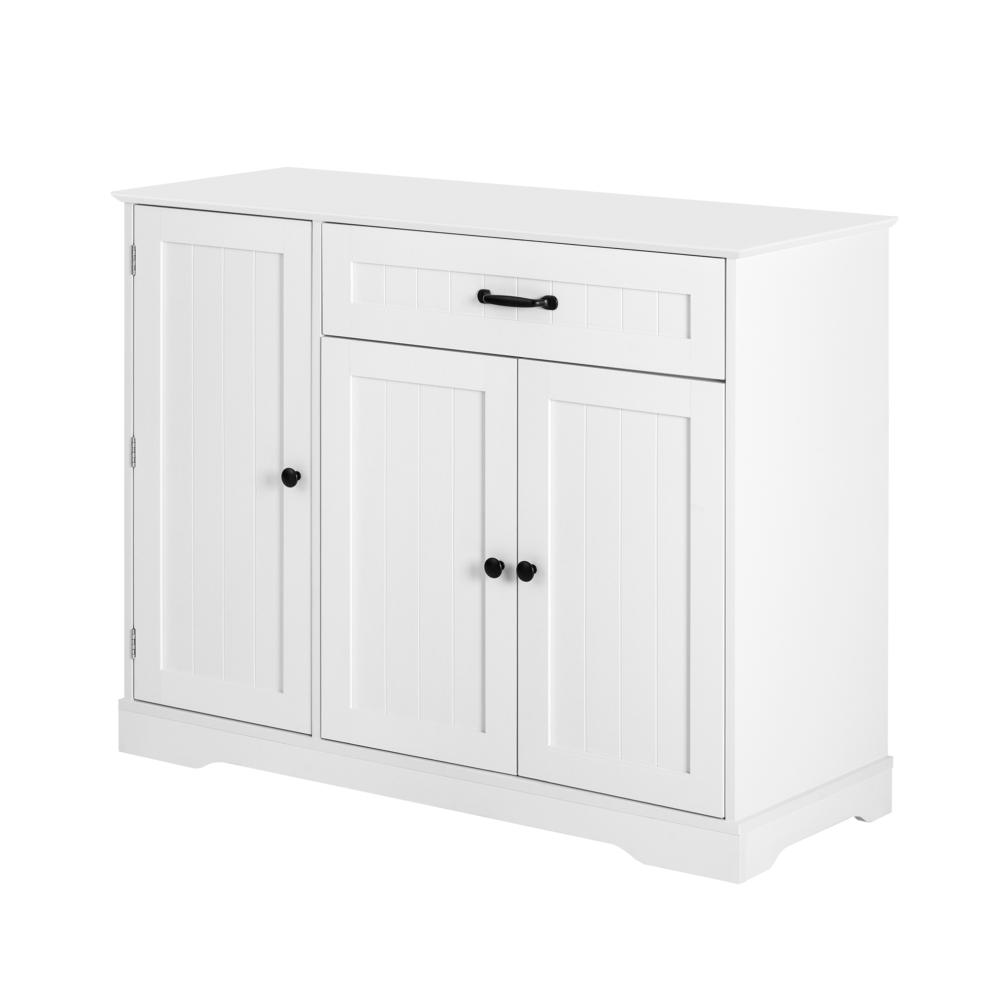 Stilvora Sideboard Mit 3 Türen, 1 Schublade Und Verstellbaren Einlegeböden, Aus Mdf, Weiß, Für Wohnbereich