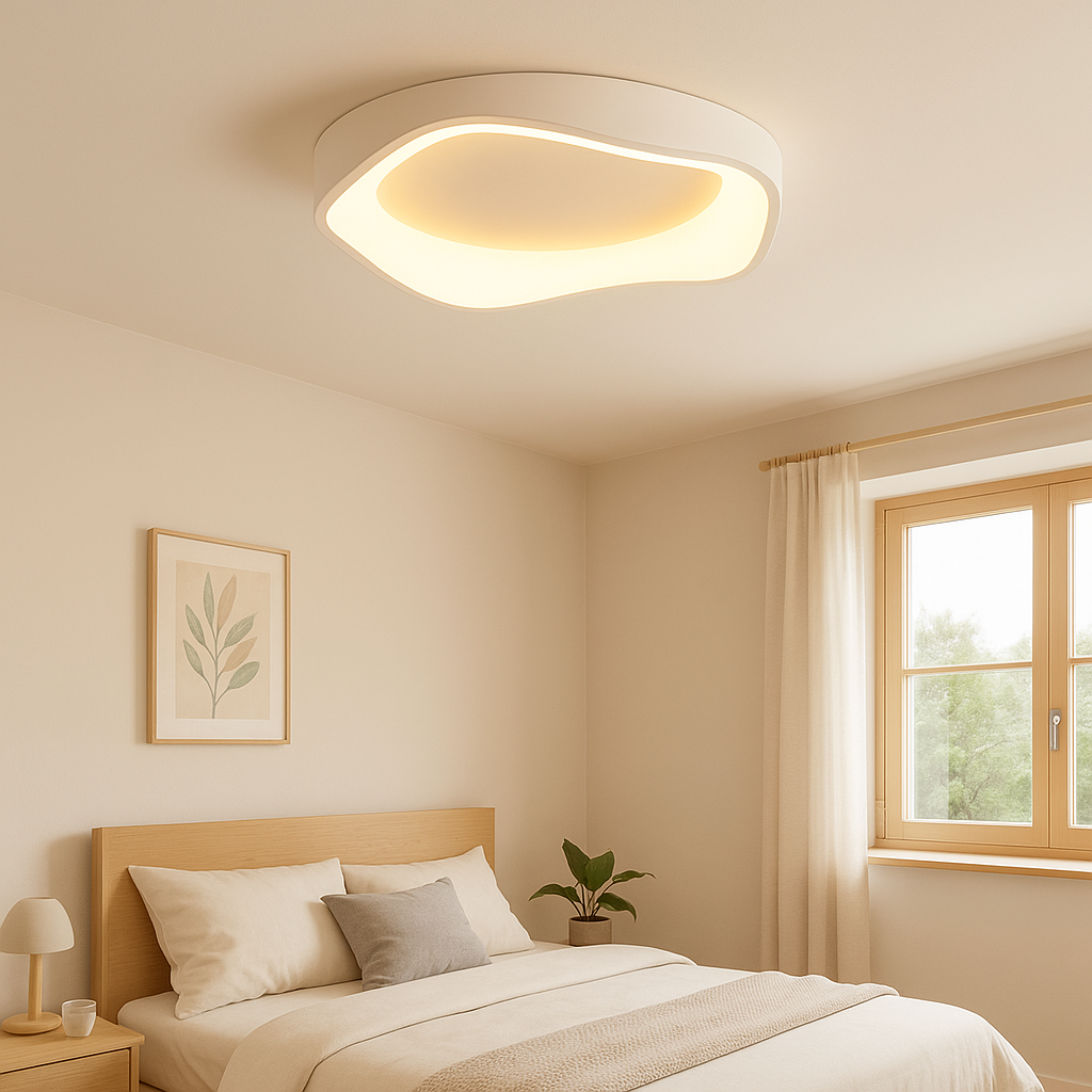 Plafonnier Led 36w Cct, Métal Blanc, Style Nordique Ø400 Mm