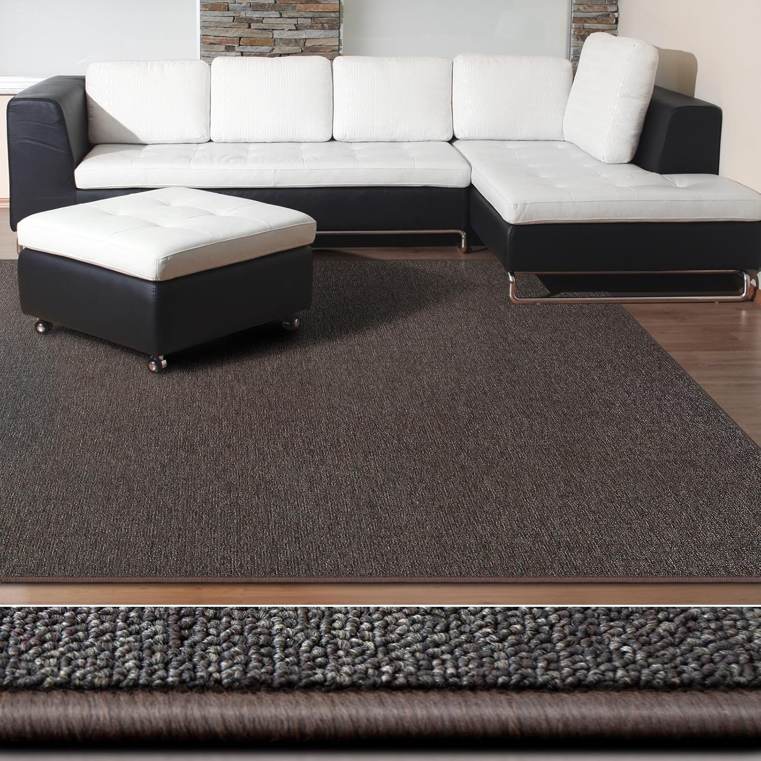 Tapis De Salon London Marron Foncé 200 X 250 Cm