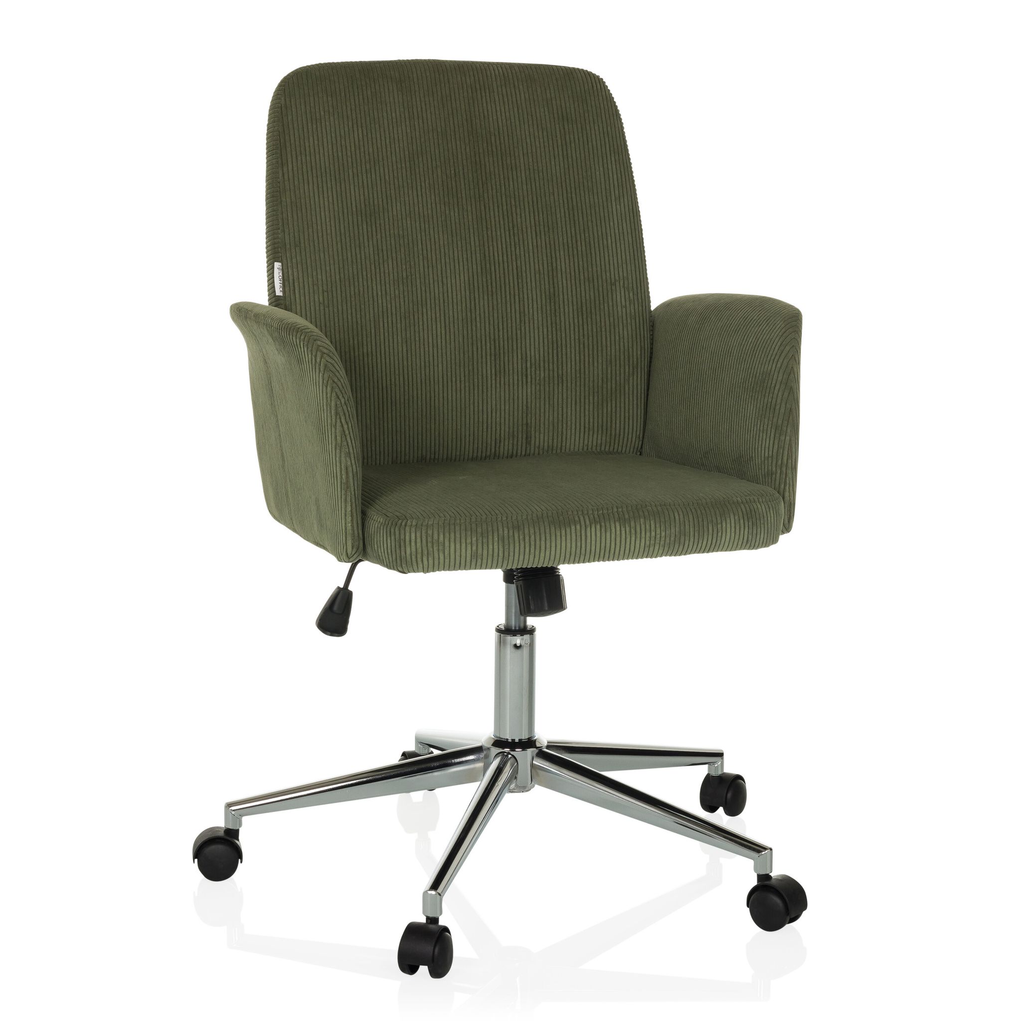 Bürostuhl / Drehstuhl / Schalenstuhl Solao Cord Stoff Dunkelgrün Hjh Office