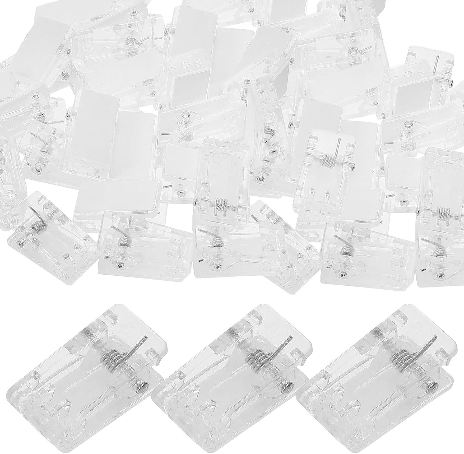 Pinces à ressort autocollantes transparentes pour suspension, lot de 50