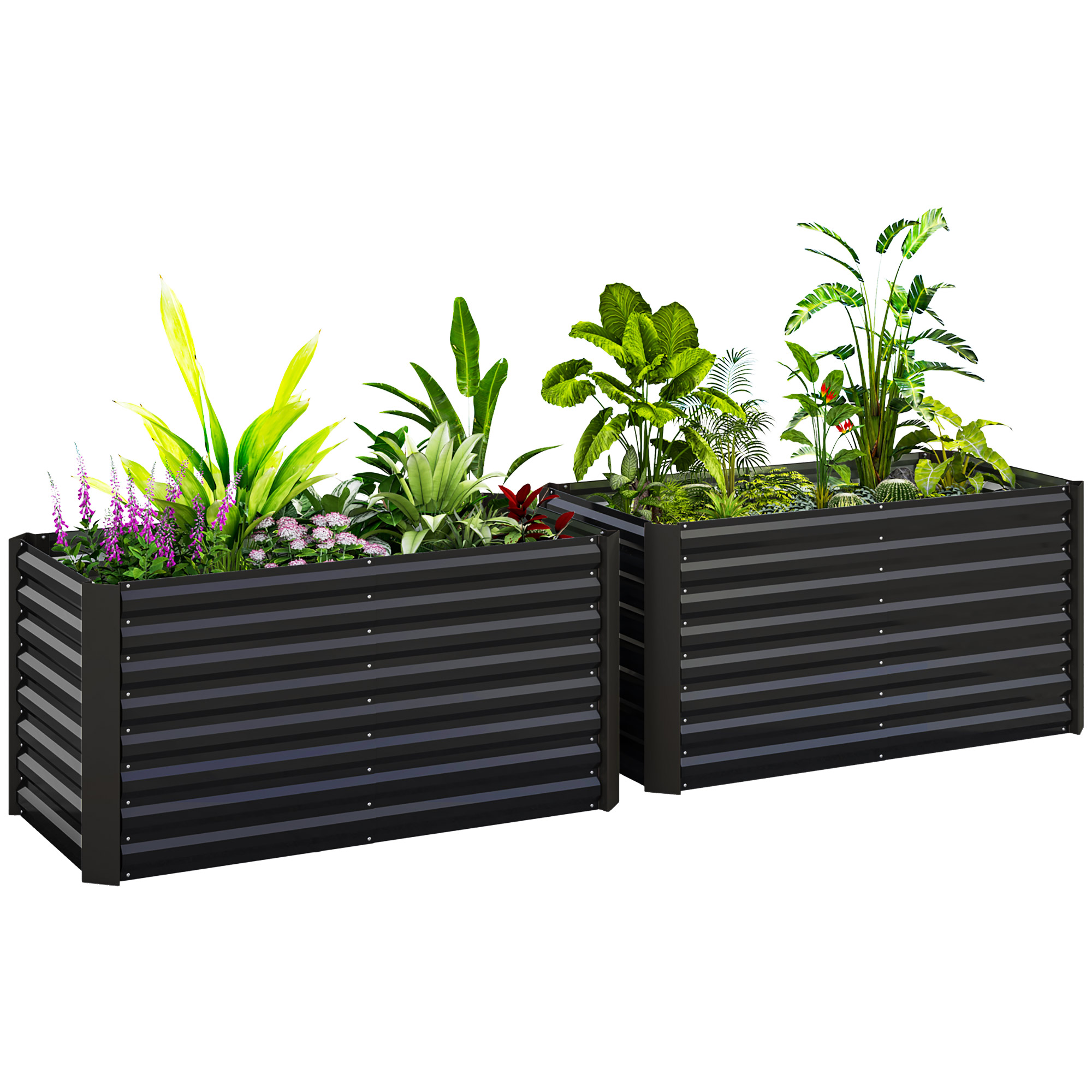 Outsunny – Lot De 2 Lits De Jardin Surélevés – Cadres En Acier