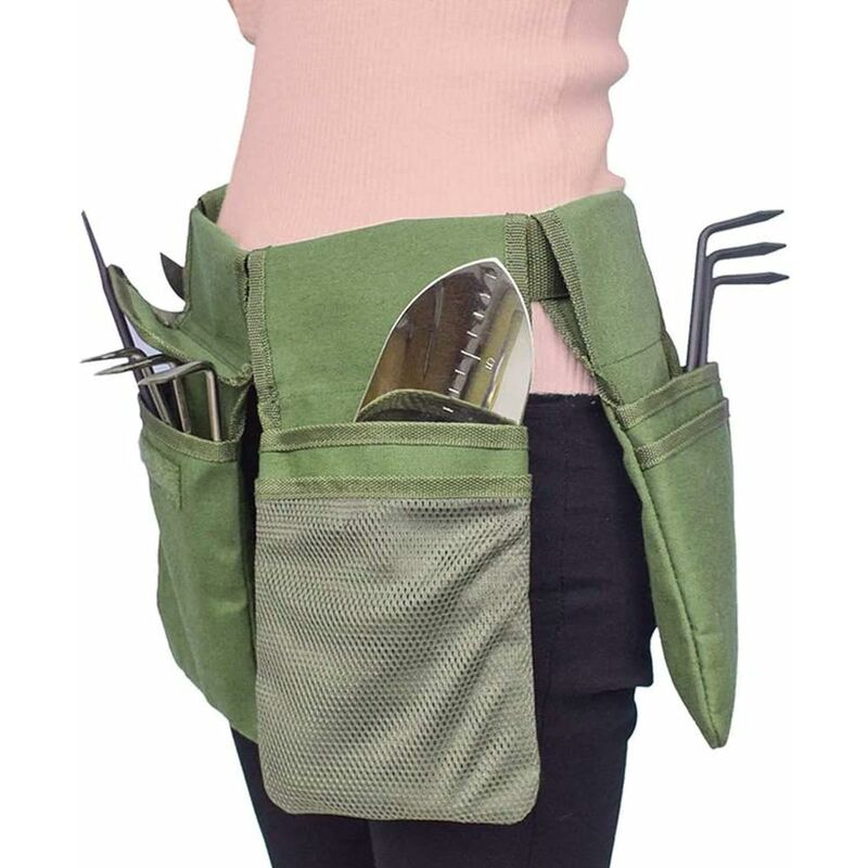 Ceinture porte-outils de jardinage en tissu Oxford, 4 poches, vert