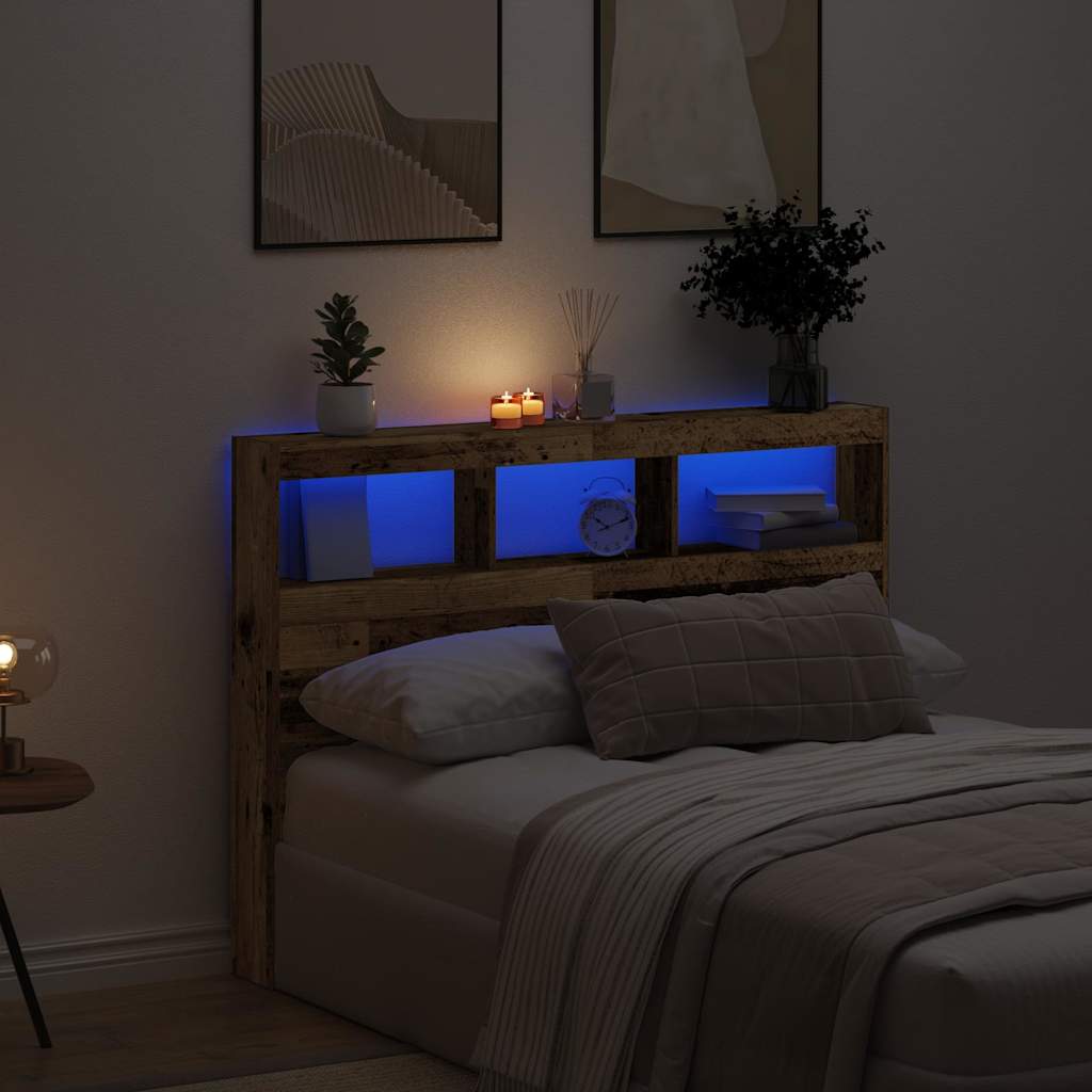 Armoire Tête De Lit Avec Led Vieux Bois 140x17x102 Cm - Vidaxl