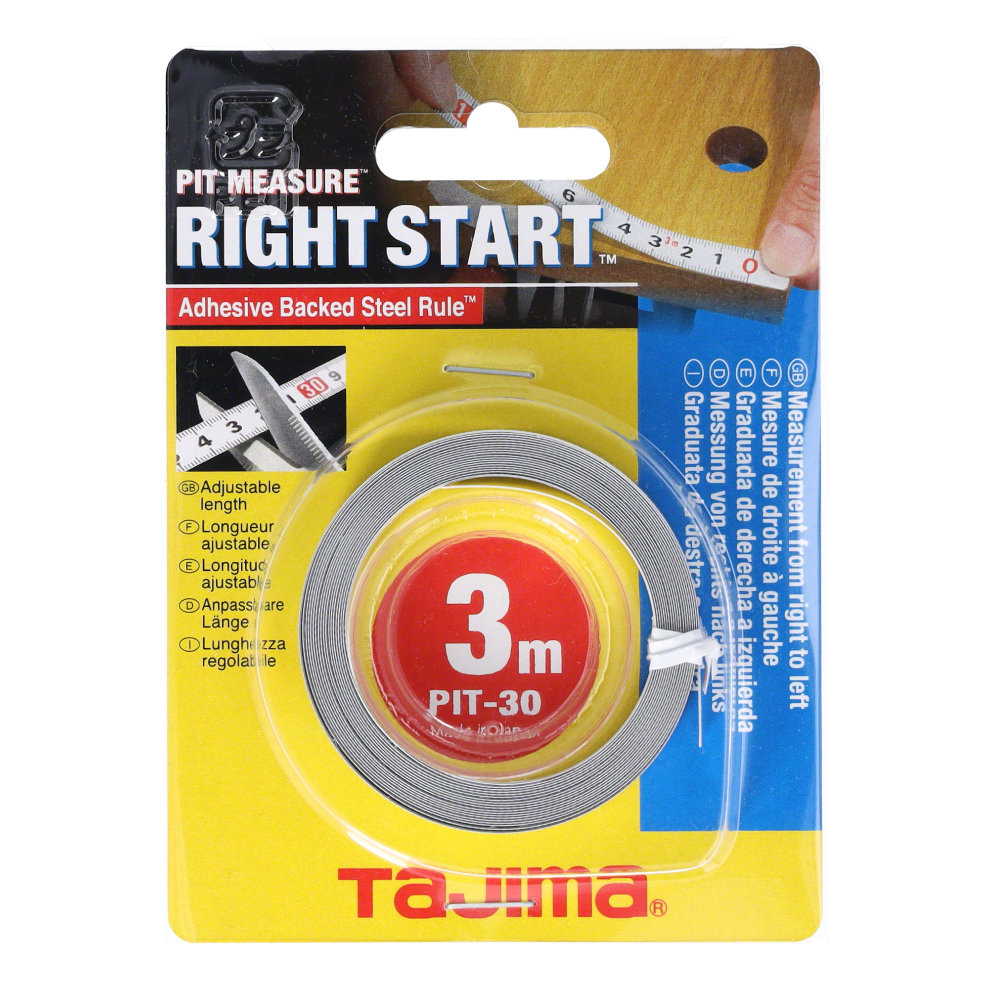Tajima Bandmaß L.3m Band-B.13mm Mm/Cm Selbstkl - Pit 30R