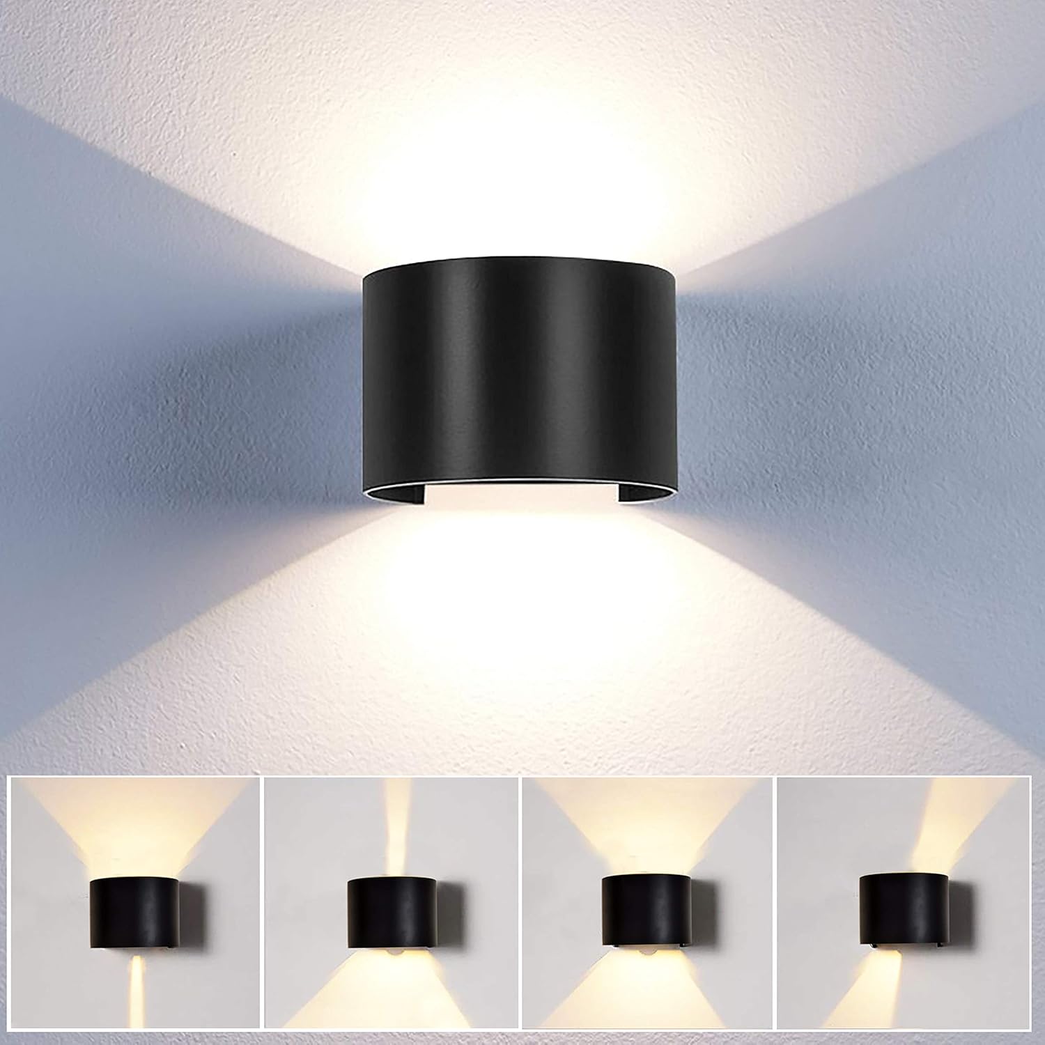 Stoex – Applique Murale 12w Led Noir – Lampe Moderne Up And Down Pour Couloir, Escalier, Salon – Lumière Blanc Chaud, Installation Facile
