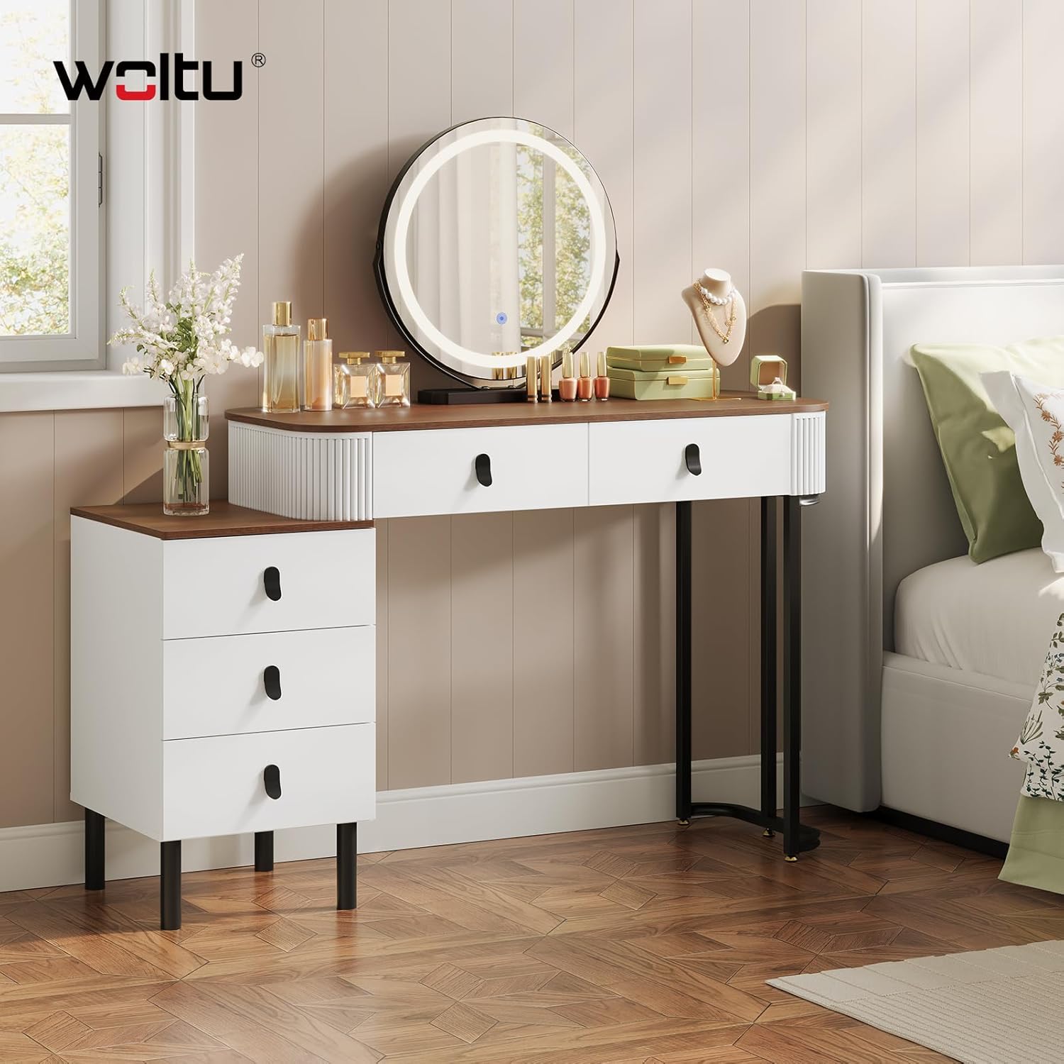 Woltu - Coiffeuse Avec Miroir Led Coiffeuse Avec Rangement