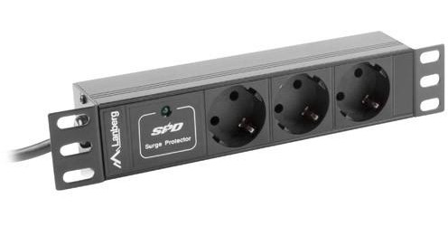 Lanberg PDU-03E-0200-BK power distribution unit (PDU) 3 AC outlet(s) 1U Black, USV Zubehör - Bild 5