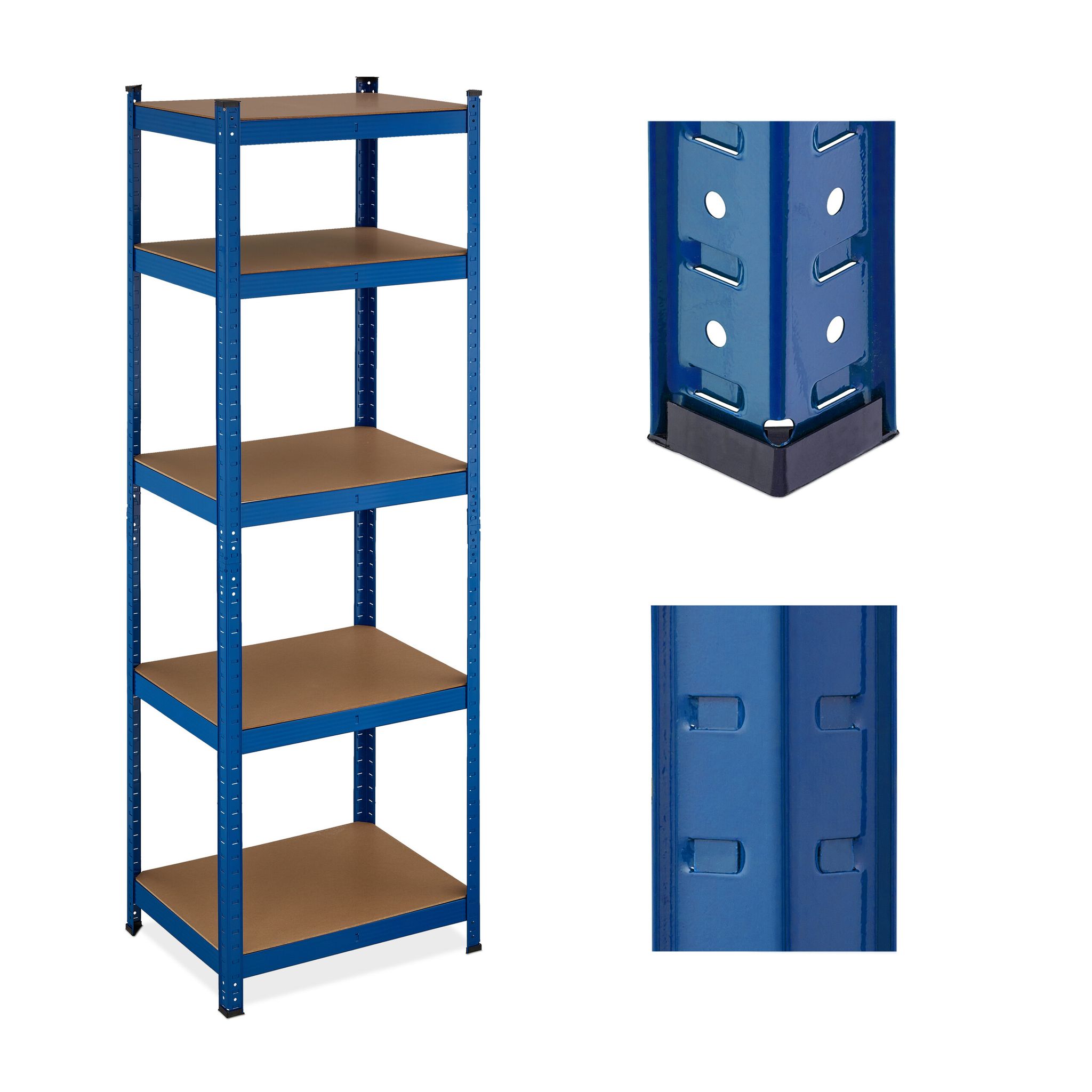 2 X Étagères Lourdes, H X L X P 180x60x45 Cm, Jusqu'à 500 Kg, 5 Niveaux, Cave, Garage, Étagères À Assembler, Acier, Bleu
