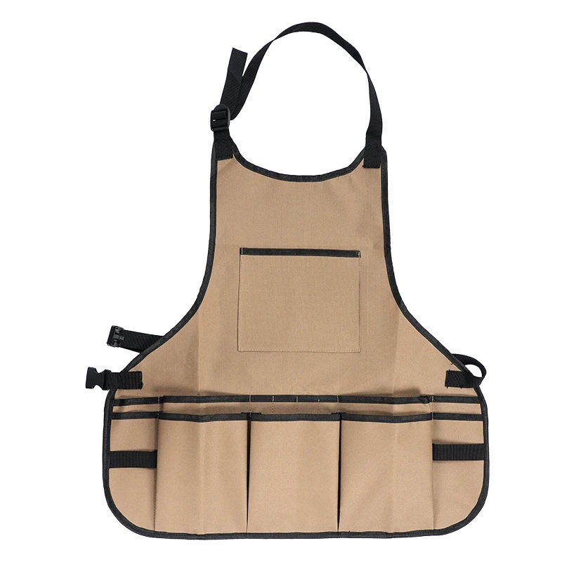 Tablier porte-outils de jardin beige, grande capacité, résistant, une pièce