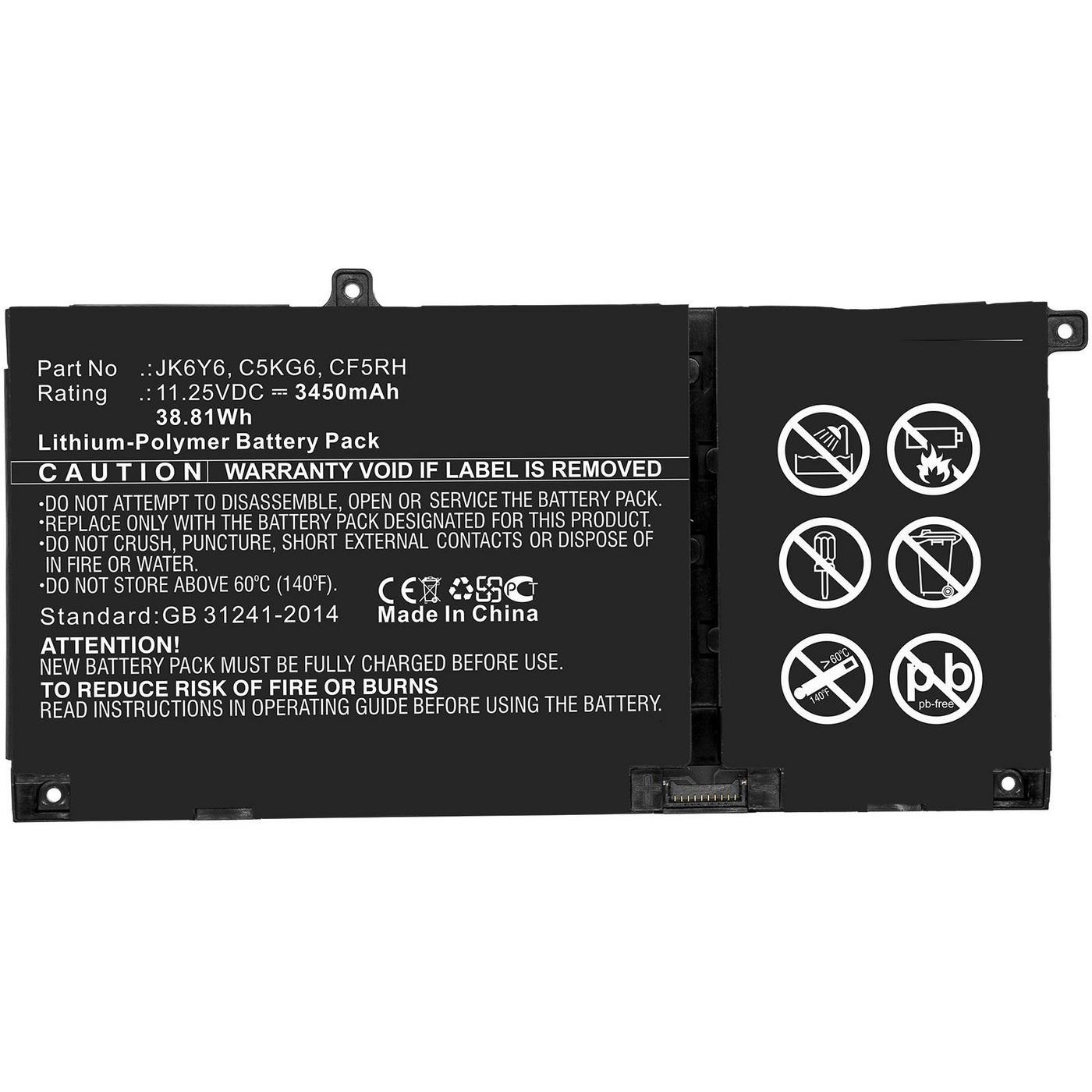 CoreParts W126385608 C5KG6 Laptop Battery for Dell 38.81Wh 11.25V 3450mAh L ~E~ - Bild 3