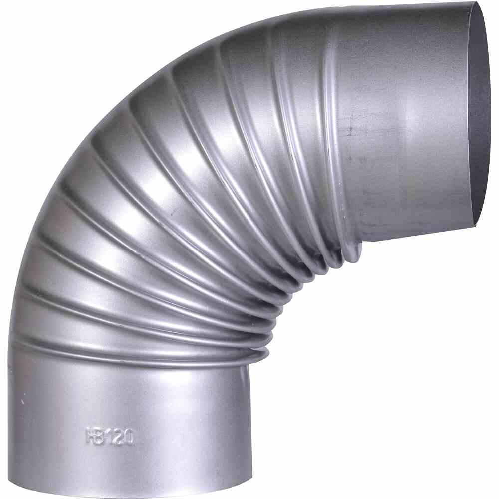Firefix Ofenrohrbogen 90â° Ø 120 Mm Feueraluminiert Gerippt Rohr Bogen Ofen Kamin