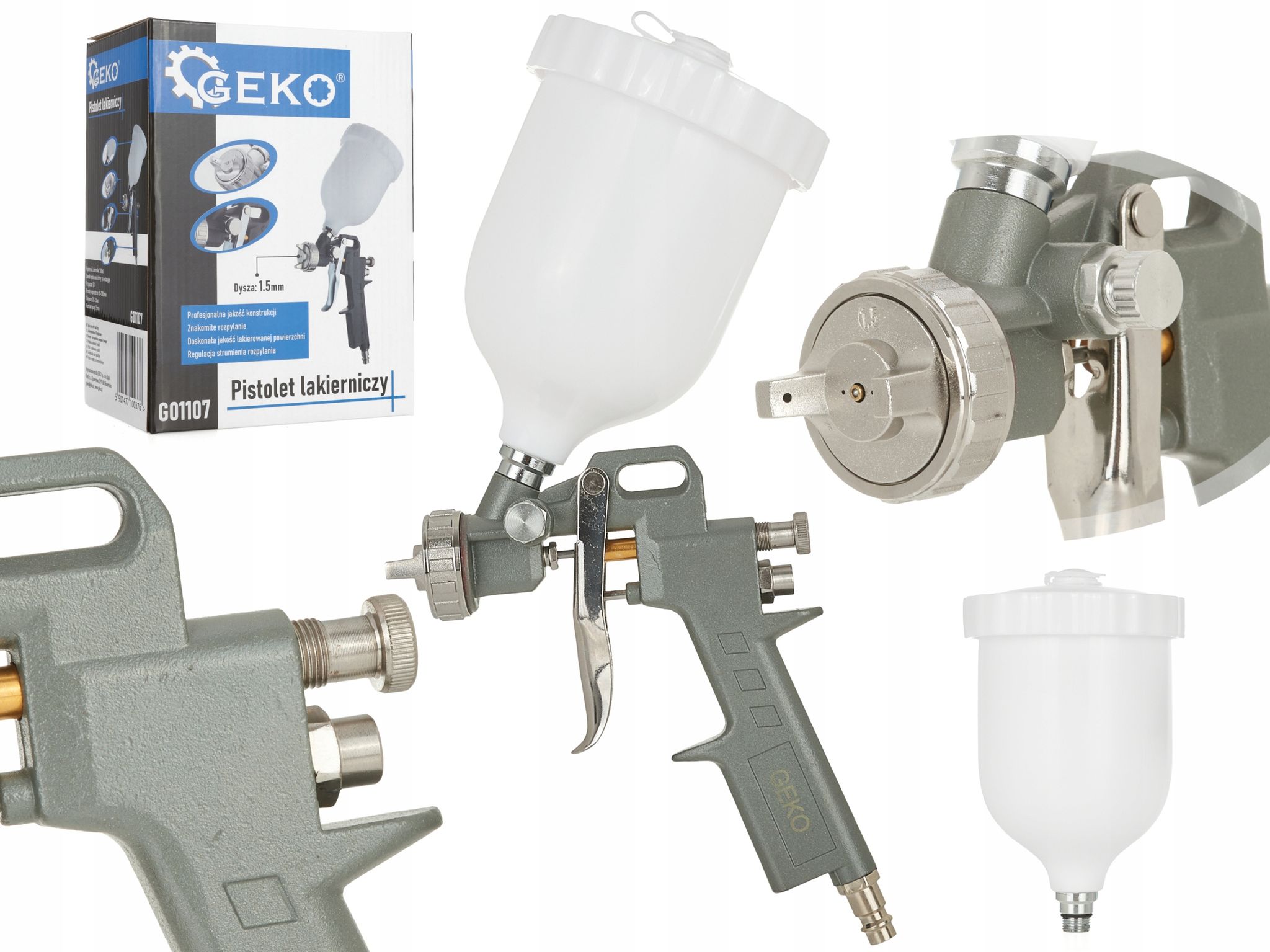 Import Spritzpistole Geko G01107 0, 6l Behälter 1, 5mm Düse