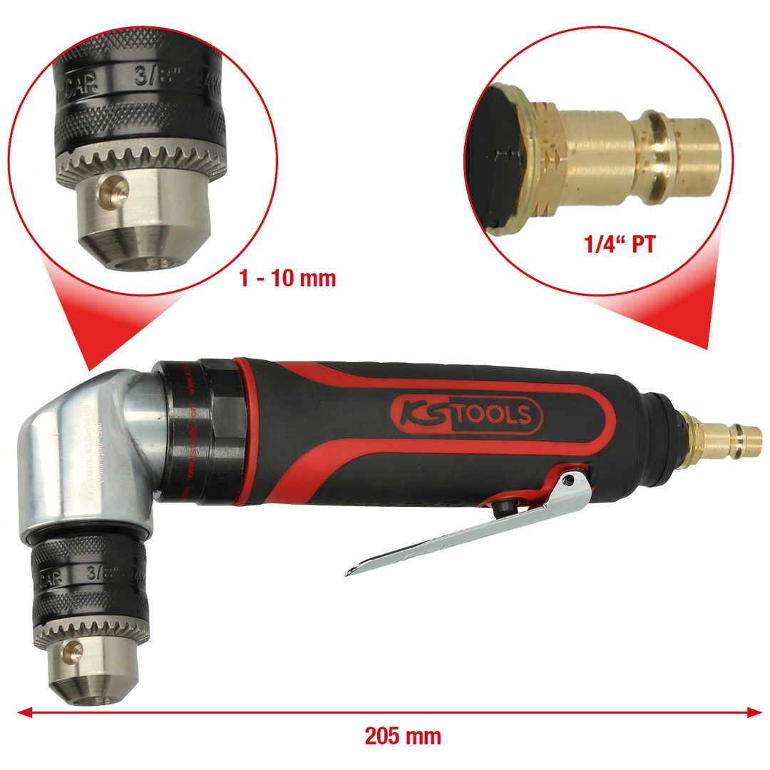 Ks Tools 10 Mm Druckluft-Winkelbohrmaschine 4042146756195