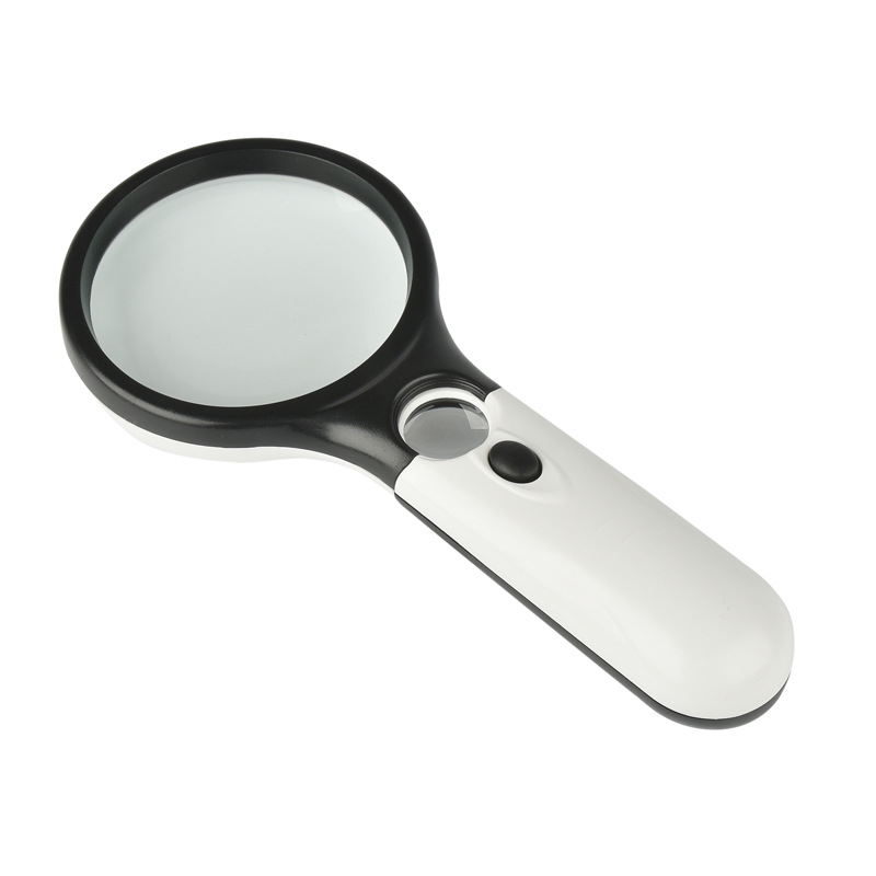 Loupe de poche à double lentille avec 3 LED, grossissement haute définition, poignée antidérapante, lot de 2