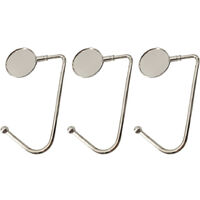 Crochet à main long en métal rond, crochet de suspension pour bas de Noël, argenté, lot de 15