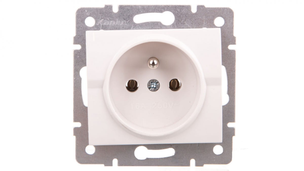 Kanlux Logi Einzelsteckdose 2P+Z Schraube 16A 250V Weiß 25090