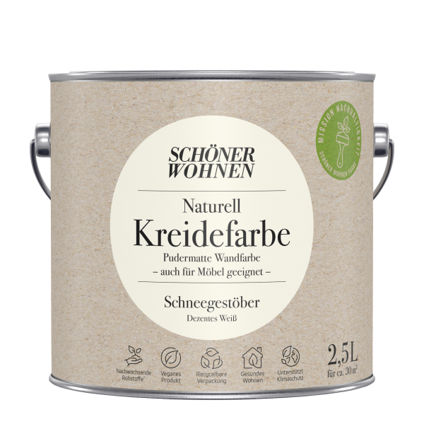 Schoner Wohnen - Schöner Wohnen Naturell Kreidefarbe 2,5 Ltr. Schneegestöber Dezentes Weiß