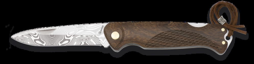 Albainox Messer OPTICAL Backlock Folder 420 Stahl Damastoptik Holzgriff - Image 2