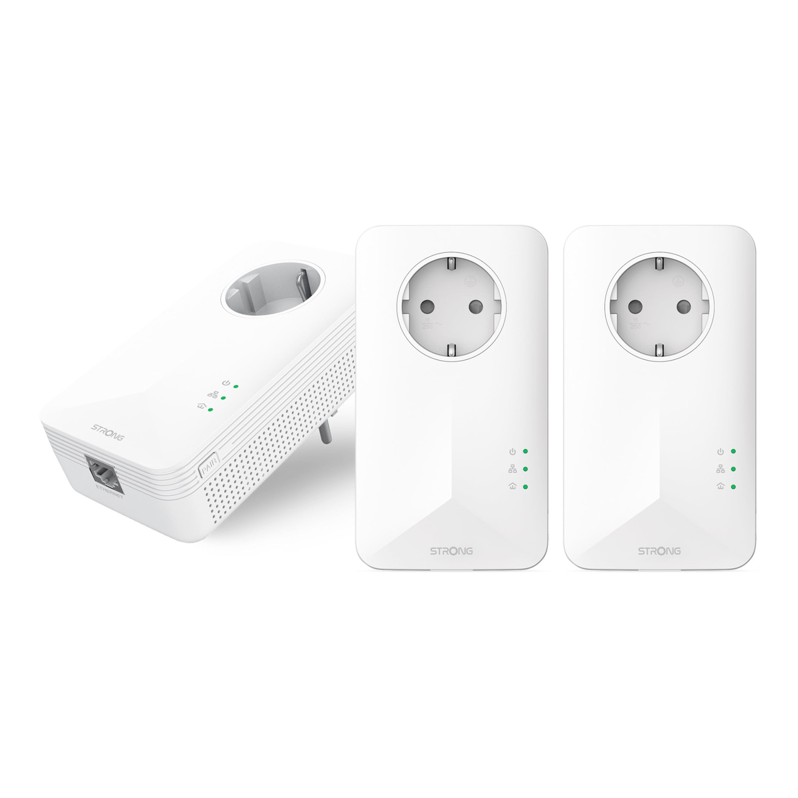 Strong Powerline 1000 Mbps - Set 3 Adattatori Ethernet Bianchi Per Internet Veloce