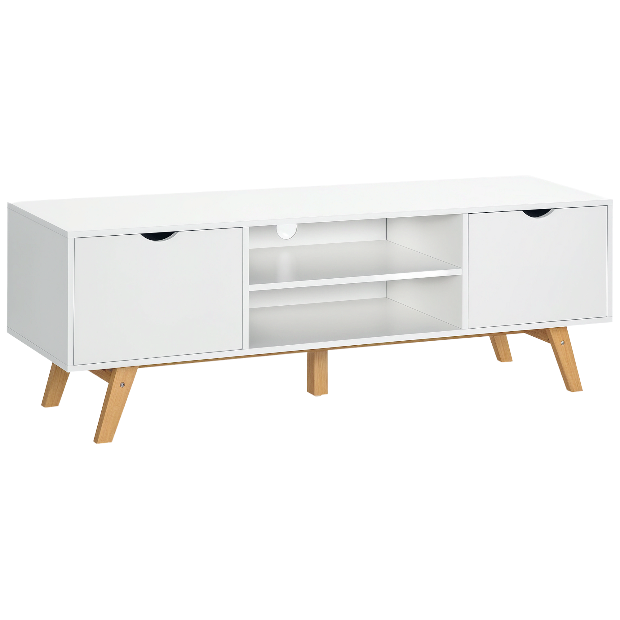 Homcom – Meuble Tv Bas Scandinave 150x39x50cm – 2 Portes Et 2 Niches De