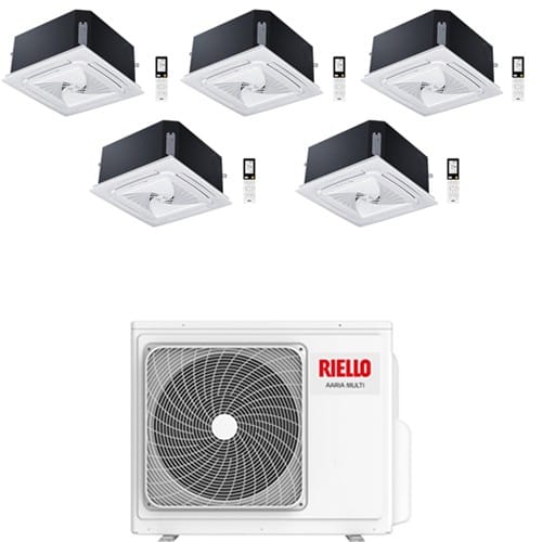 Climatizzatore Condizionatore Riello Cassetta 4 Vie Penta Split Inverter R32 9000 + 9000 + 9000 + 9000 + 12000 Btu Con U.e Aaria Multi 590 Pi Classe A++/a+
