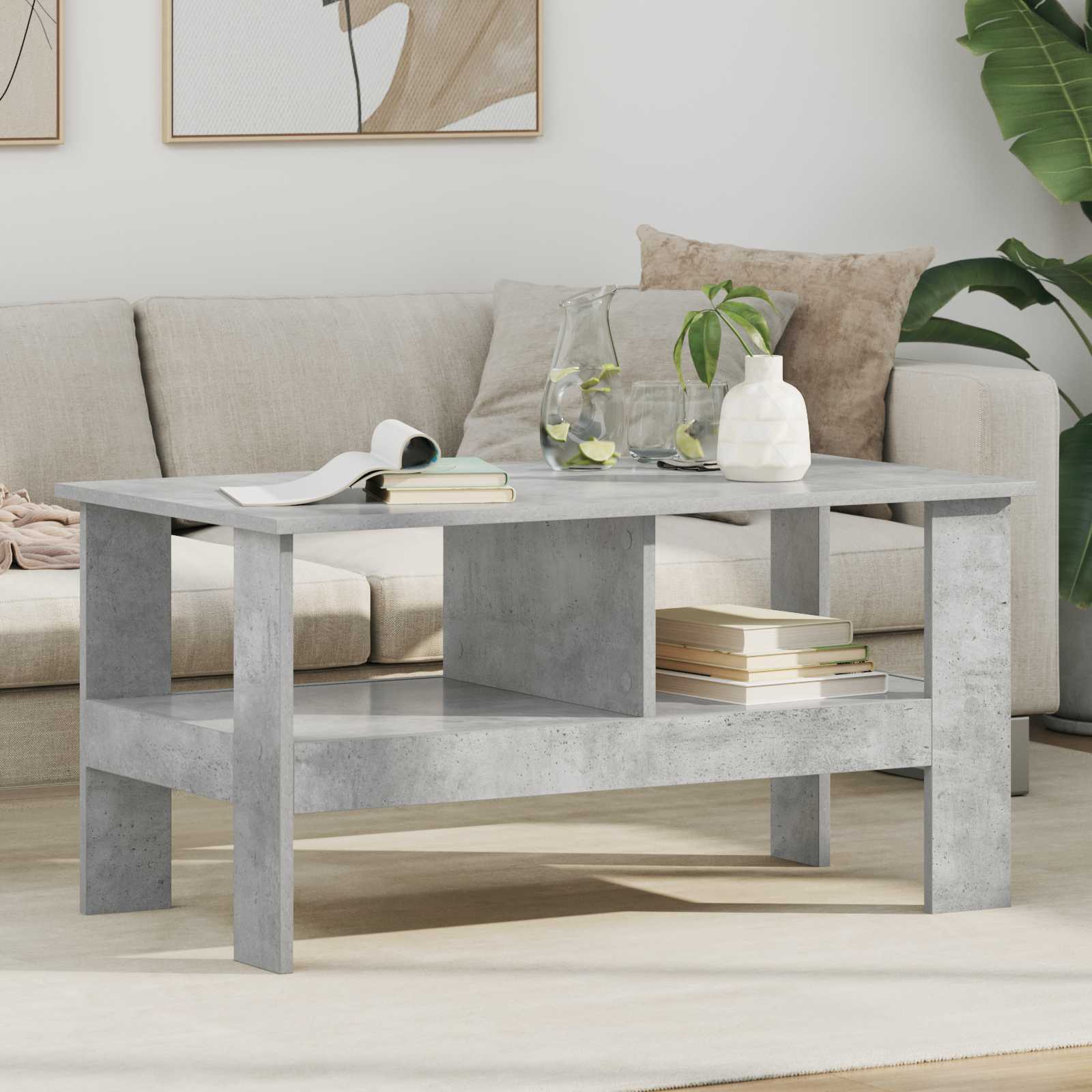 Coffee Table Concrete Grey 90 X 50 X 45 Cm Engineered Wood Vidaxl