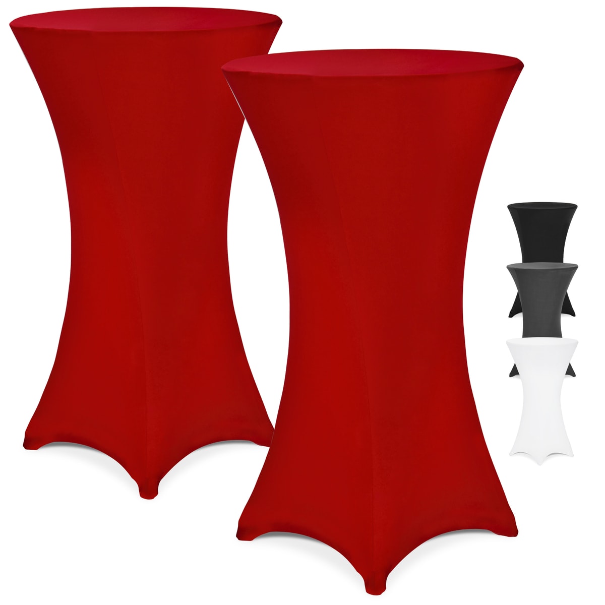 Stehtisch Husse 2er Set Ø60-65/70-75/80-85cm Farbwahl Stretch Stehtischhusse Überzug 2er Set Bordeaux, 70ø - Detex