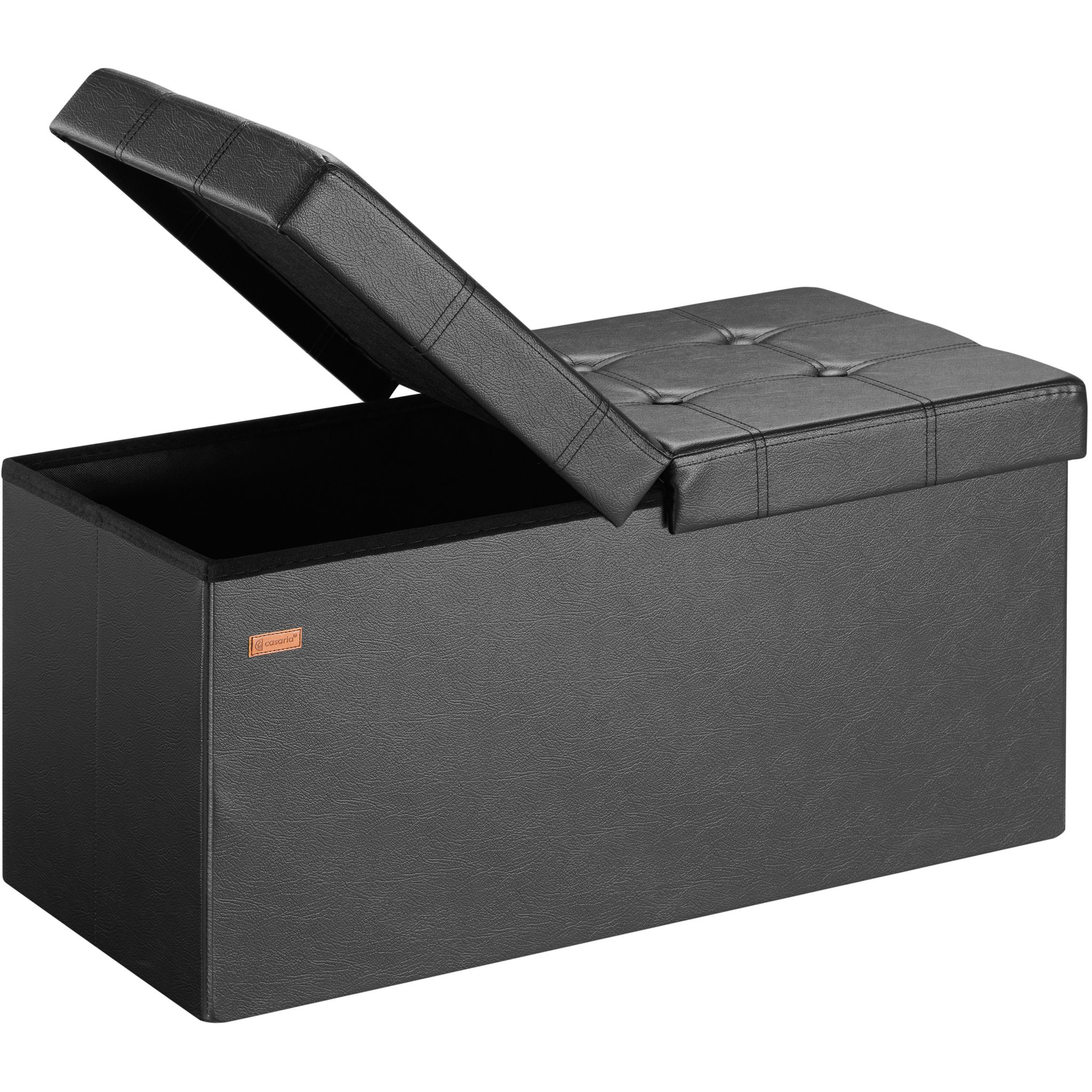 Casaria® Sitzbank Mit Stauraum Faltbar Gepolstert Deckel Schlafzimmer Wohnzimmer Flur Sitztruhe Truhenbank Polsterbank L - Schwarz