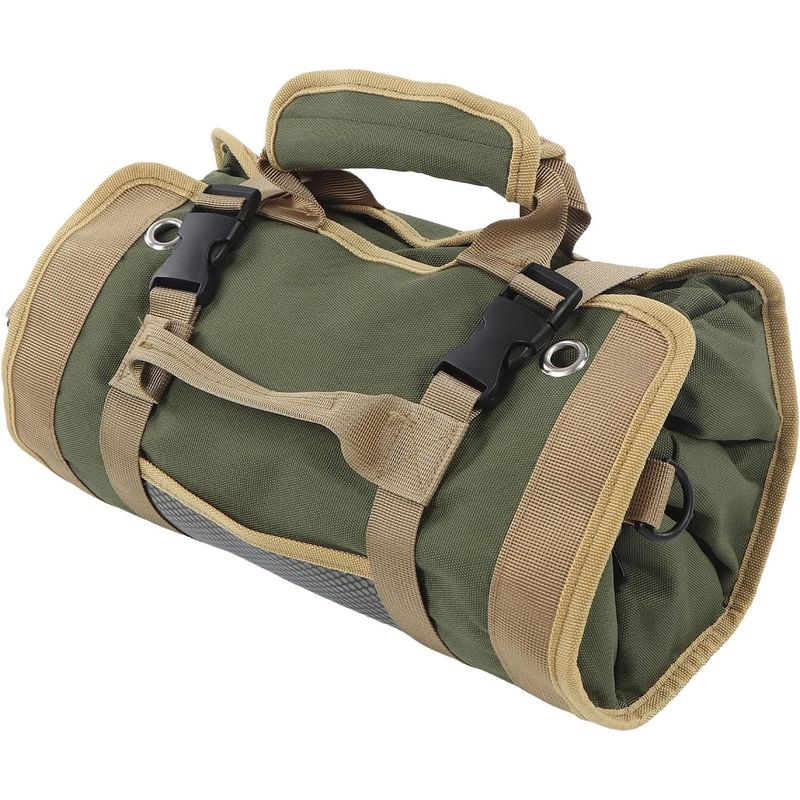 Sac à outils enroulable en tissu Oxford, pochette à suspendre pour électricien et plombier, vert