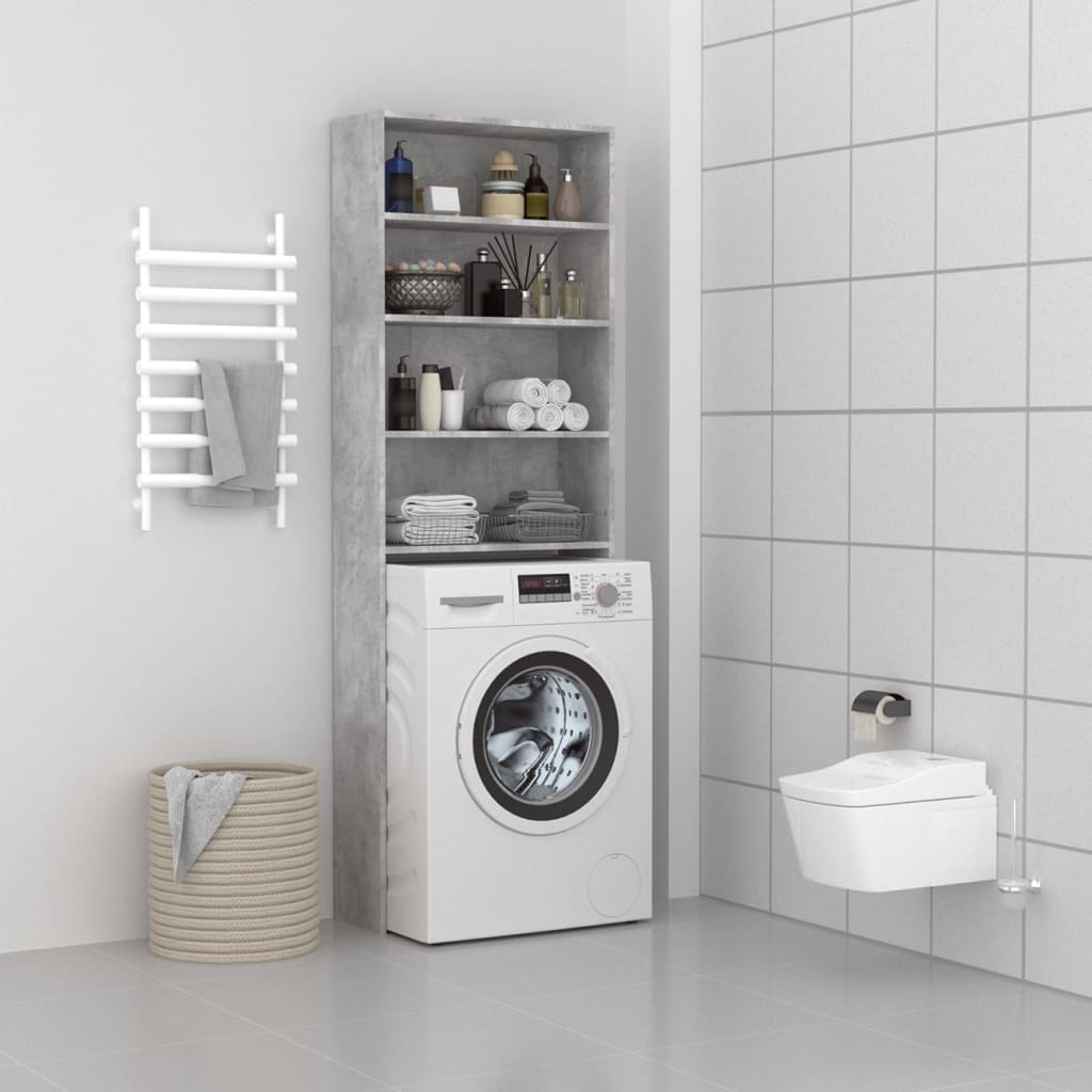 Meuble Pour Machine À Laver Gris Béton 64x24x190 Cm