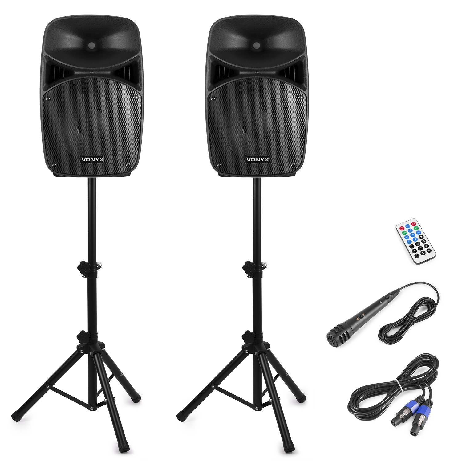 Vonyx VPS152A 15-inch Speaker Set with Stands, 1000W - Image 3
