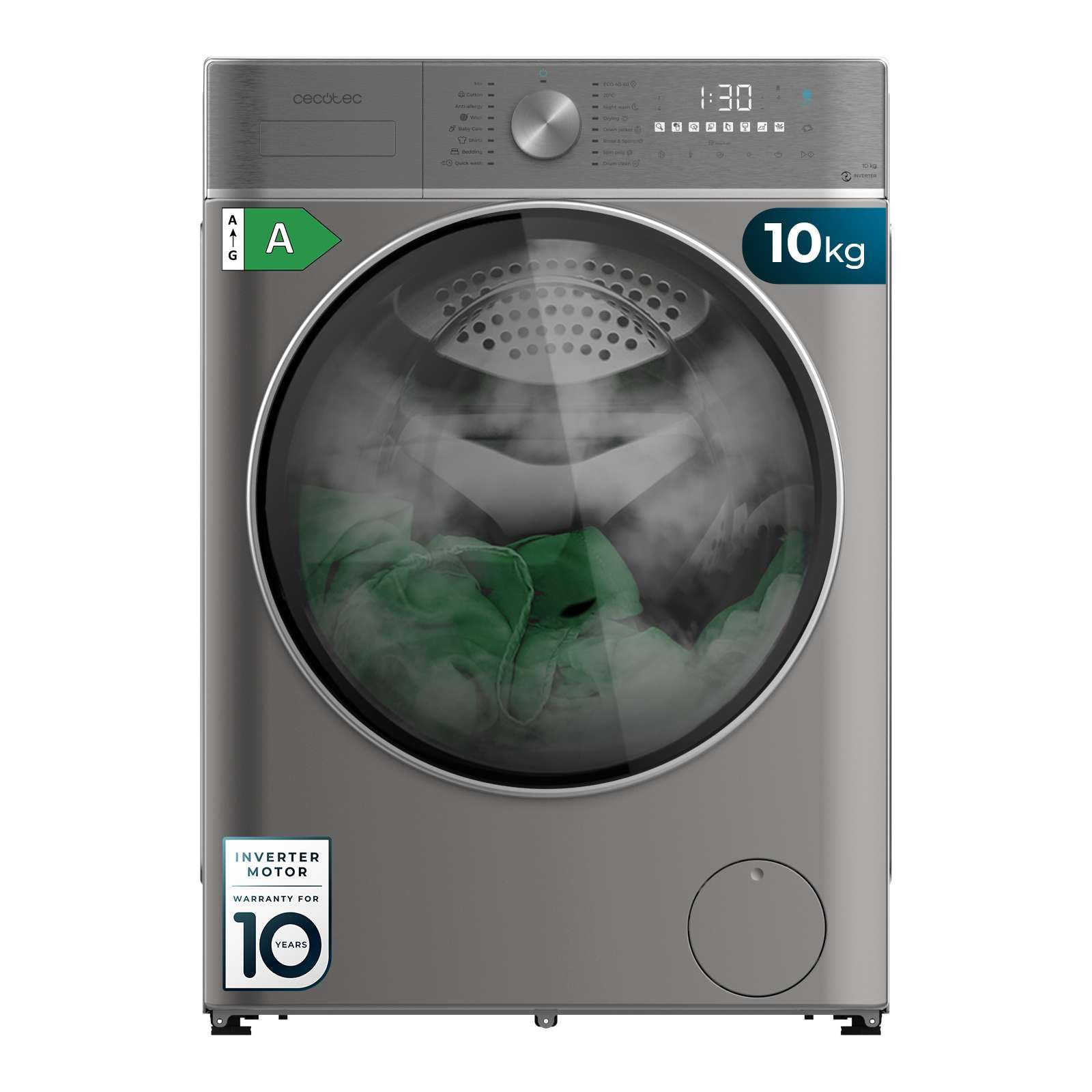 Lave-linge séchant avec une capacité de 8 kg (lavage) et 5 kg (séchage), 1400 tr/min, 16 programmes, moteur Inverter Plus, classe A, SteamMax,