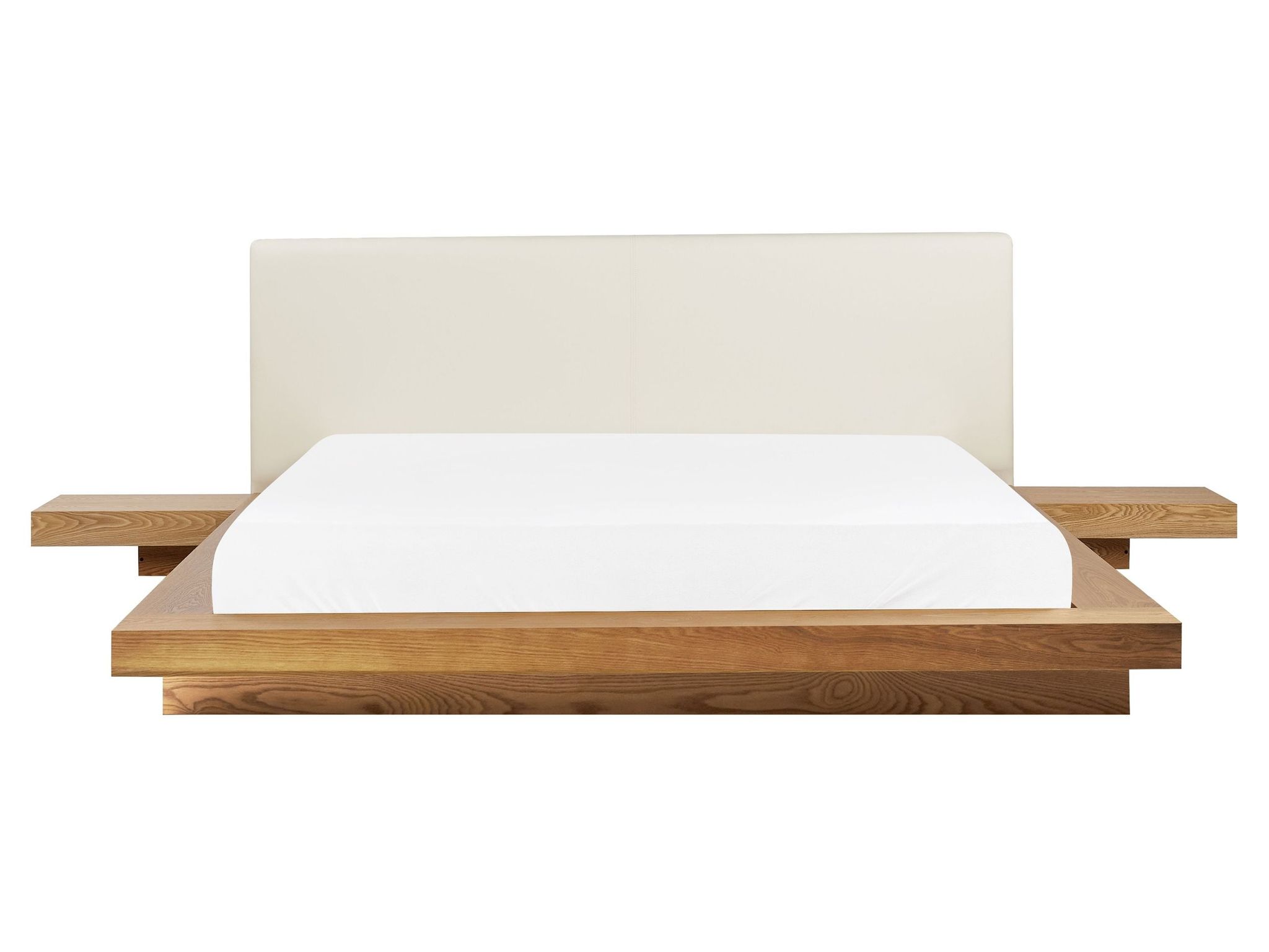 Beliani - Modern Eu King Size Waterbed 5ft3 With Mattress Side Tables Faux Leather Headboard Mdf Natural Ash Wood Zen
