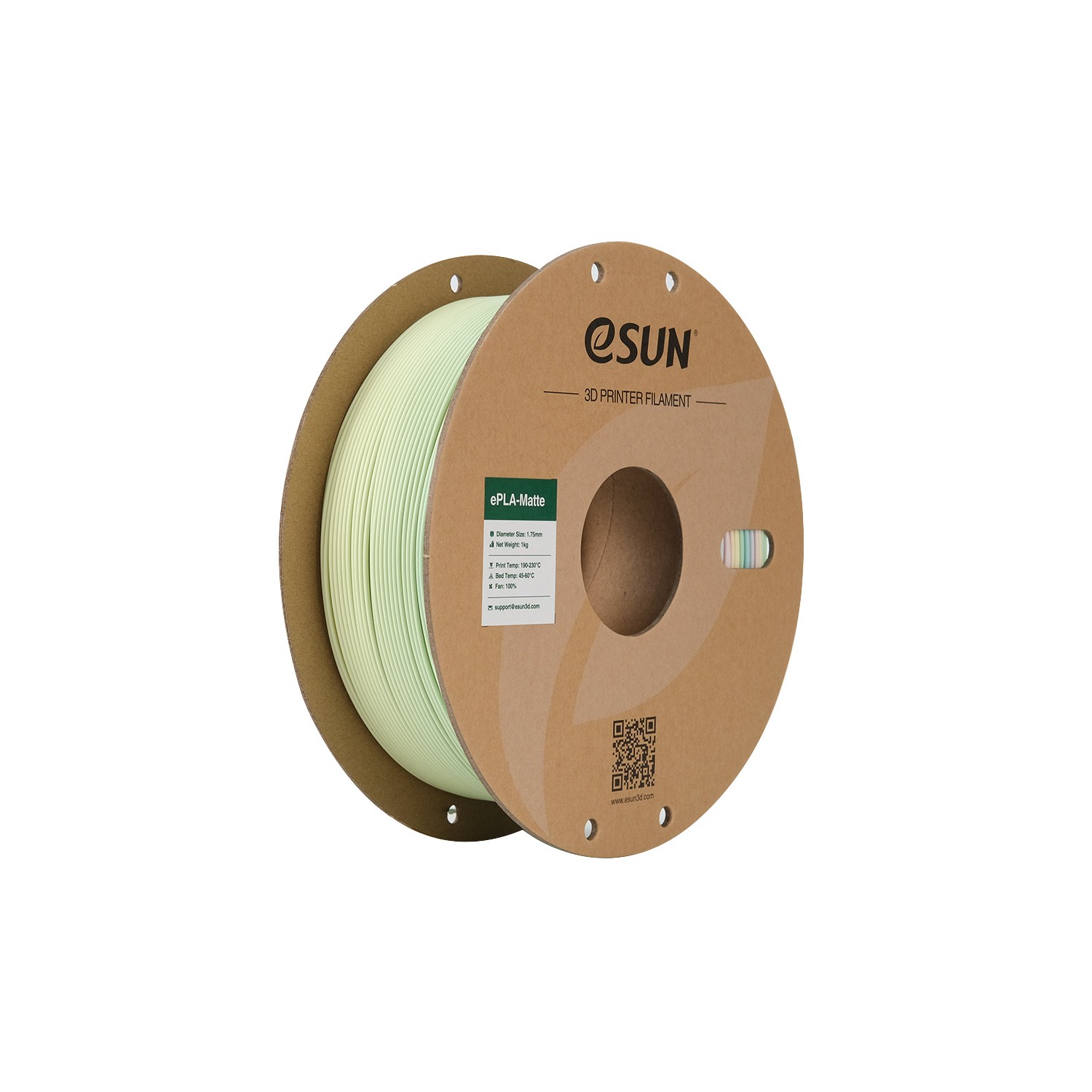 Esun Pla-matte Filament, 1.75mm, 1000g (paper Spool) Esun Pla-matte Filament 1.75mm 1000g Rainbow A