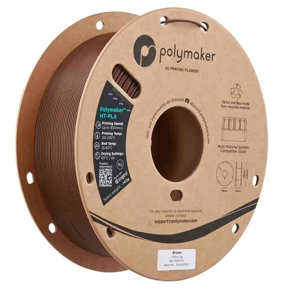 Polymaker HT-PLA Braunes Hochtemperatur-PLA-Filament für 3D-Druck, hitzebeständig bis 130 °C, einfach zu drucken, funktioniert mit den meisten FDM-Druckern, 1 kg Spule - Bild 4