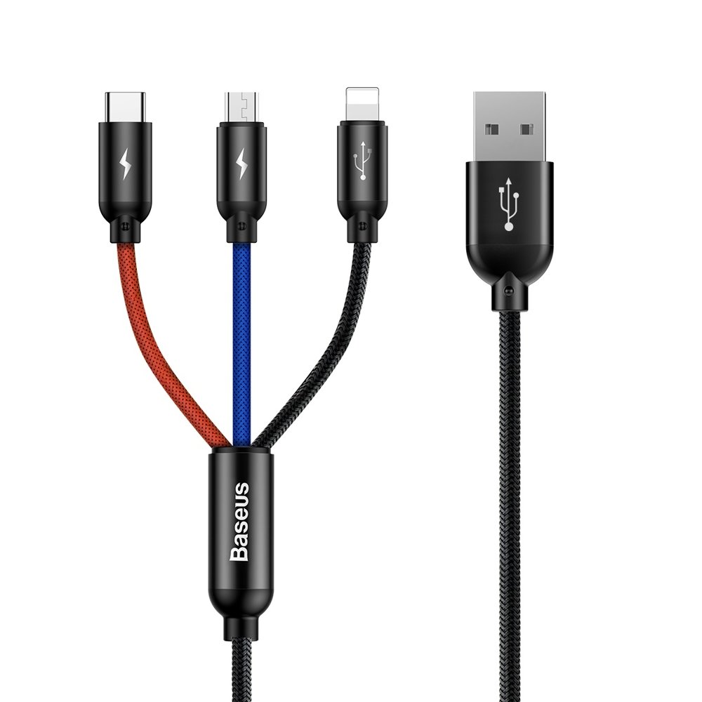 Markenlos Schwarz Robustes 3-In-1-Kabel (Usb, Microusb, Iphone, Lightning, Usb-C, 3,5 A, 1,2 M, )