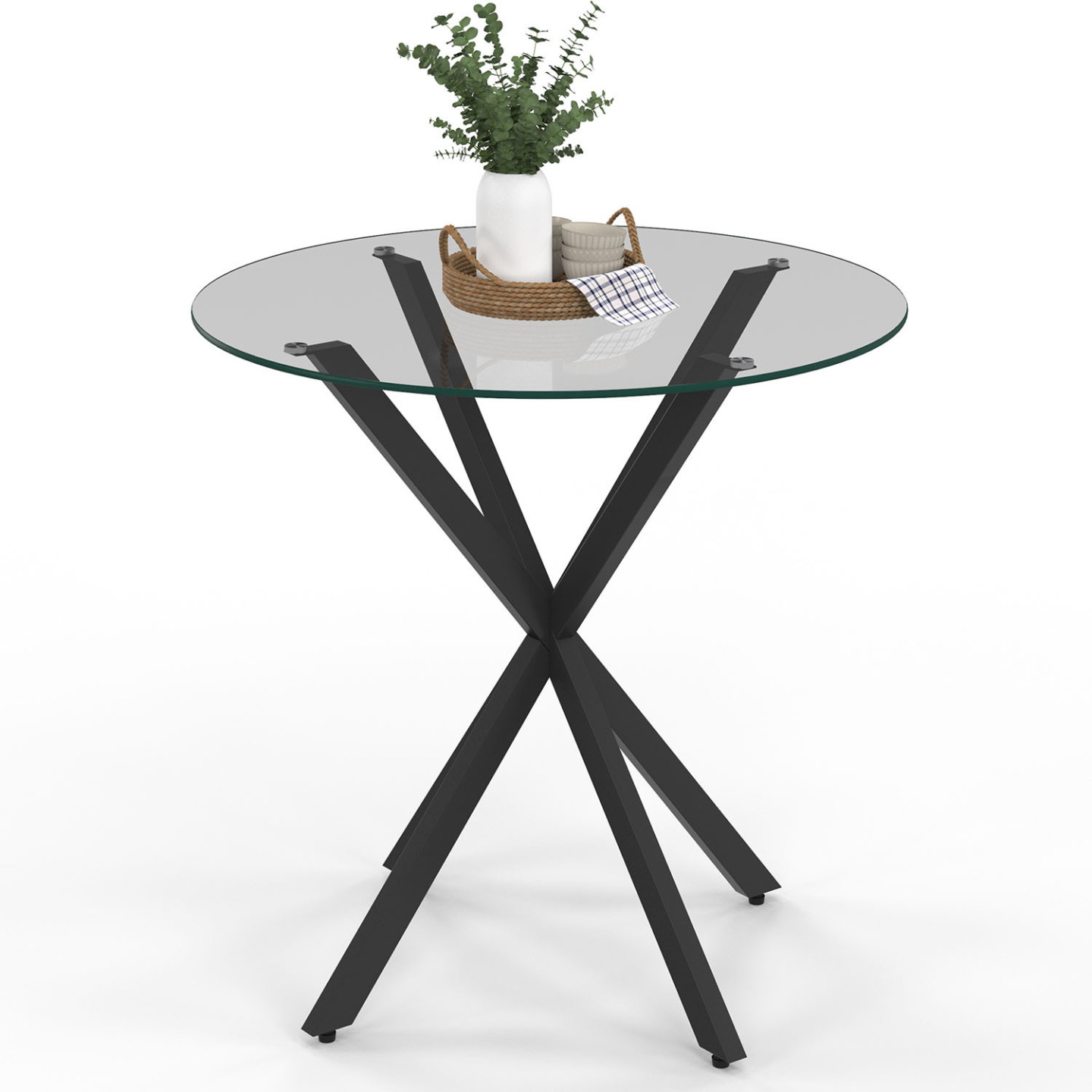 Idmarket - Table À Manger Ronde Alix 4 Personnes Pied Araignée Noir Et