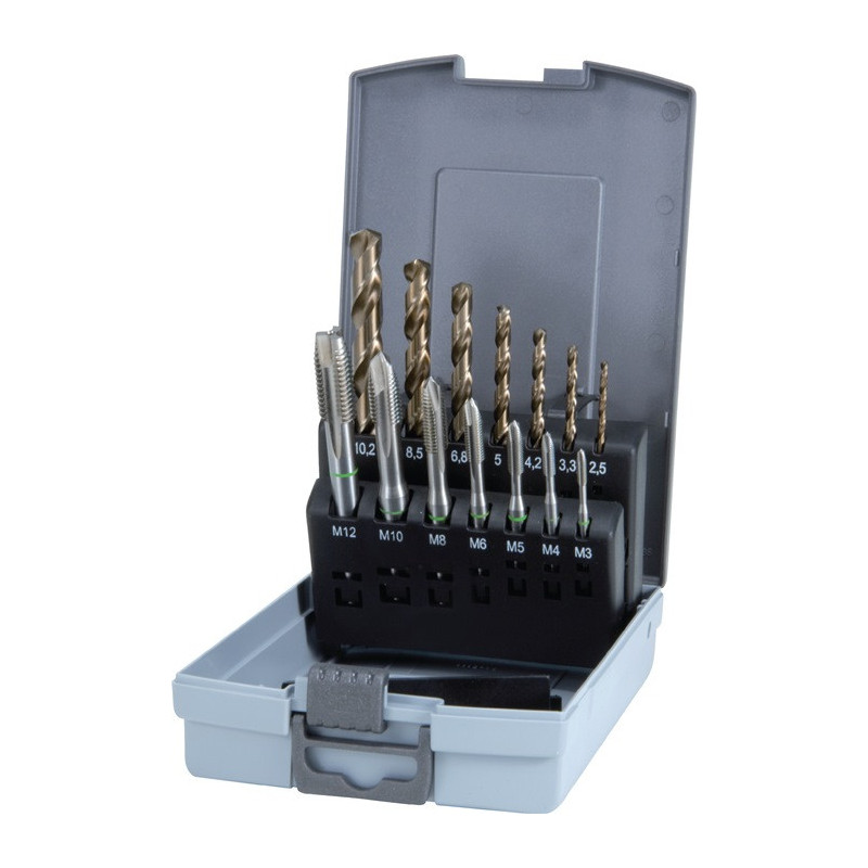 RUKO 14-teiliger Maschinengewindebohrer-Satz HSS Co 5 Form B