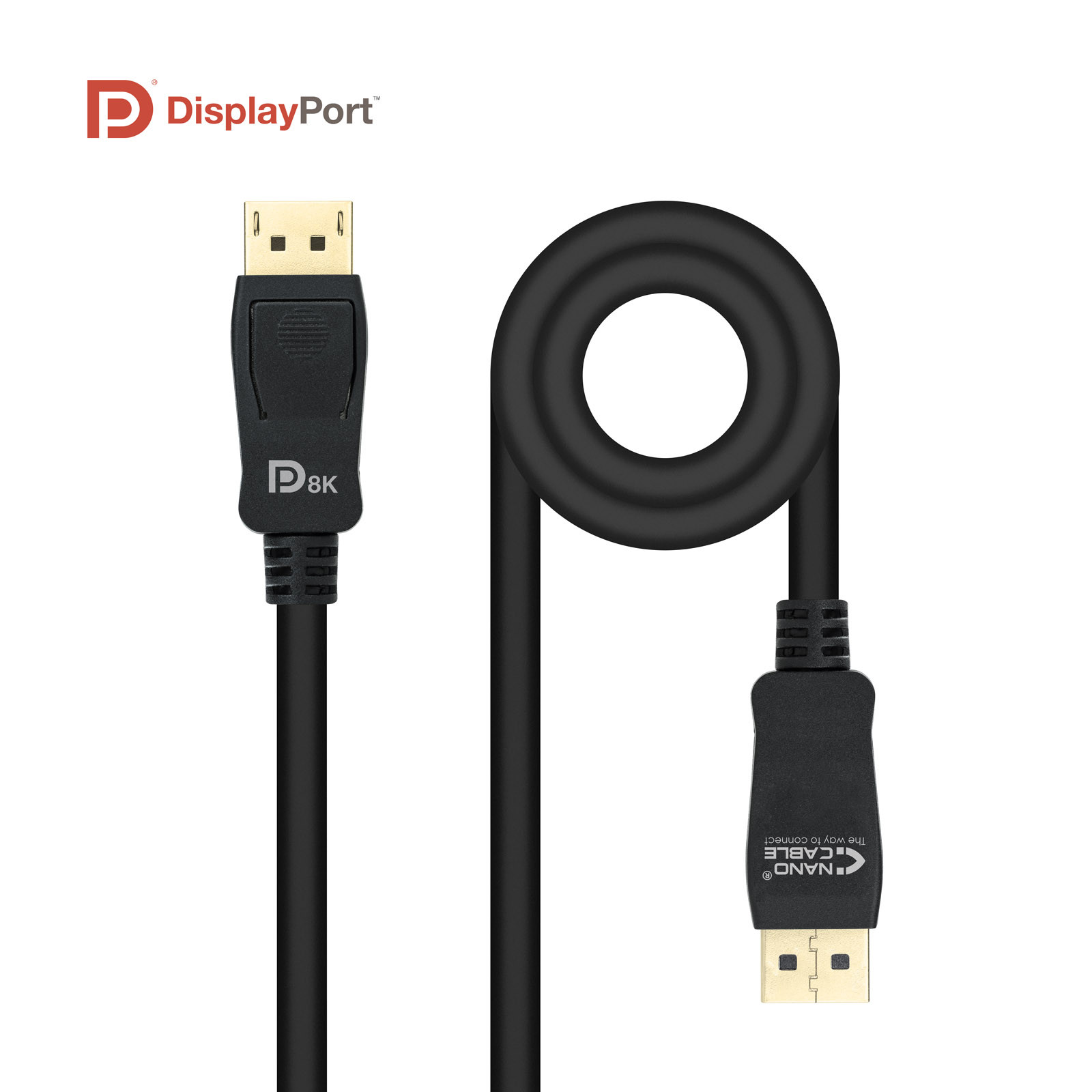 Nanocable Schwarz Displayport-Kabel 1.4 Stecker/Stecker 2 M - Bild 2