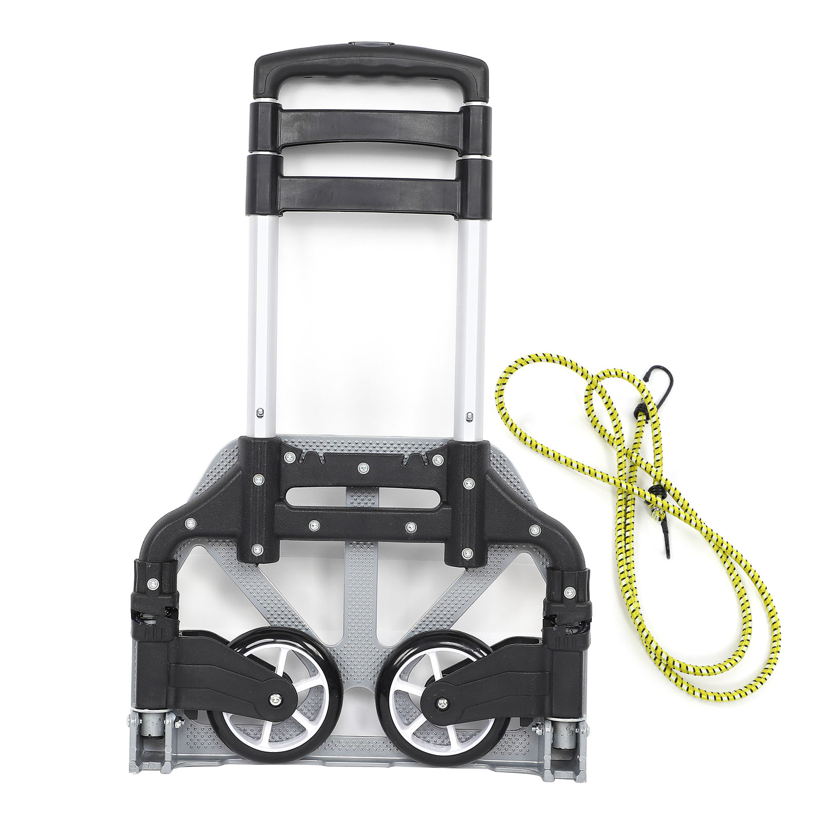 Diable pliant en aluminium, charge 80 kg, tige réglable de 64 à 100 cm, roues silencieuses