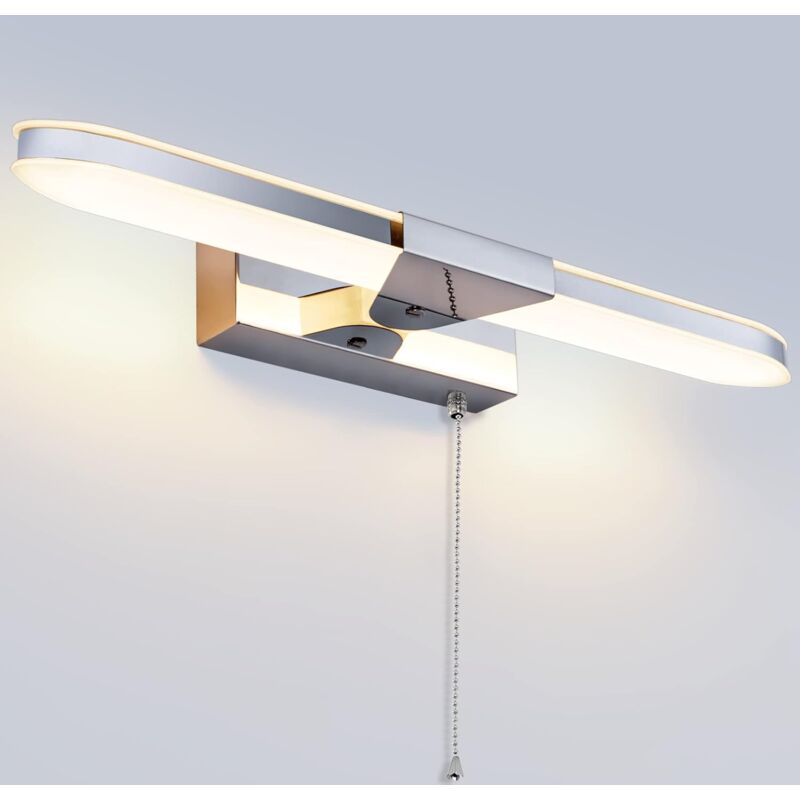 Miroir De Salle De Bain Led 40 Cm, Applique Murale Led Pour Miroir, Avec Interrupteur À Fermeture Éclair, Température De Couleur 3000 K, 920 Lumens, Puissance 8 Watts, Indice De Protection Ip44, Abat-